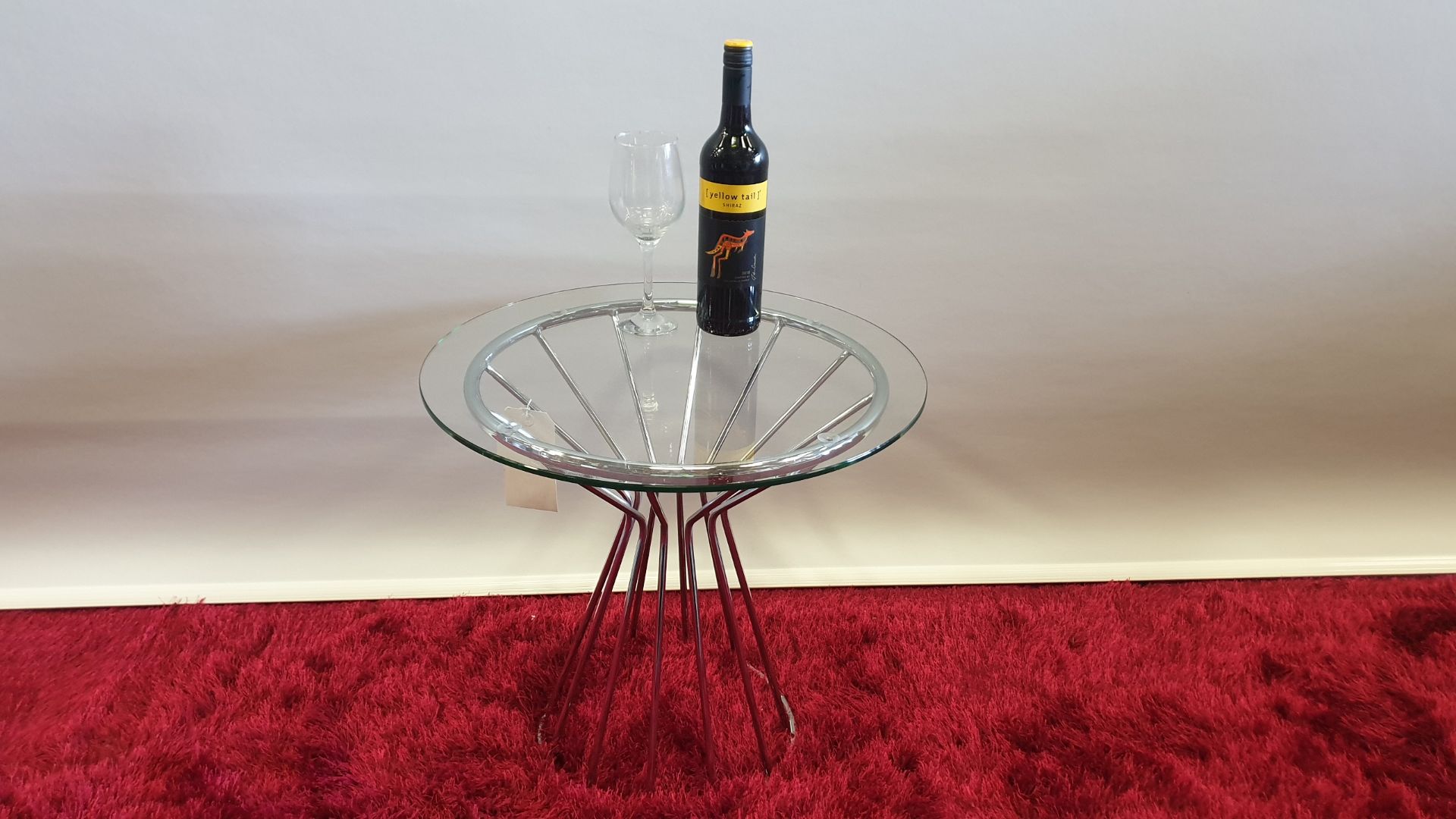 BRAND NEW CHROME CLEAR GLASS SIDE TABLE SIZE 520 MM DIAMETER / HEIGHT 500 MM RRP £169.00