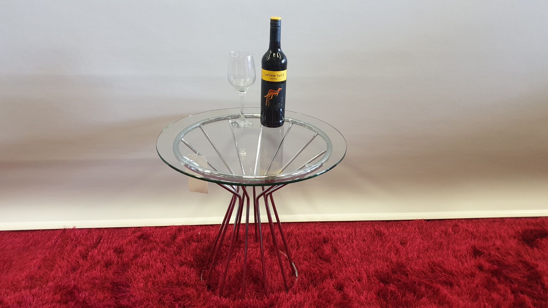 BRAND NEW CHROME CLEAR GLASS SIDE TABLE SIZE 520 MM DIAMETER / HEIGHT 500 MM RRP £169.00