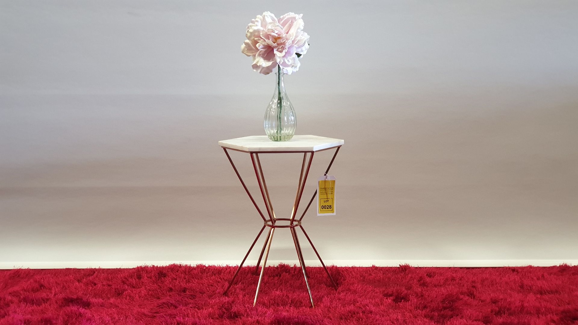 BRAND NEW COPPER METAL MARBLE SIDE TABLE 370W X 370D X 470H MM RRP £159