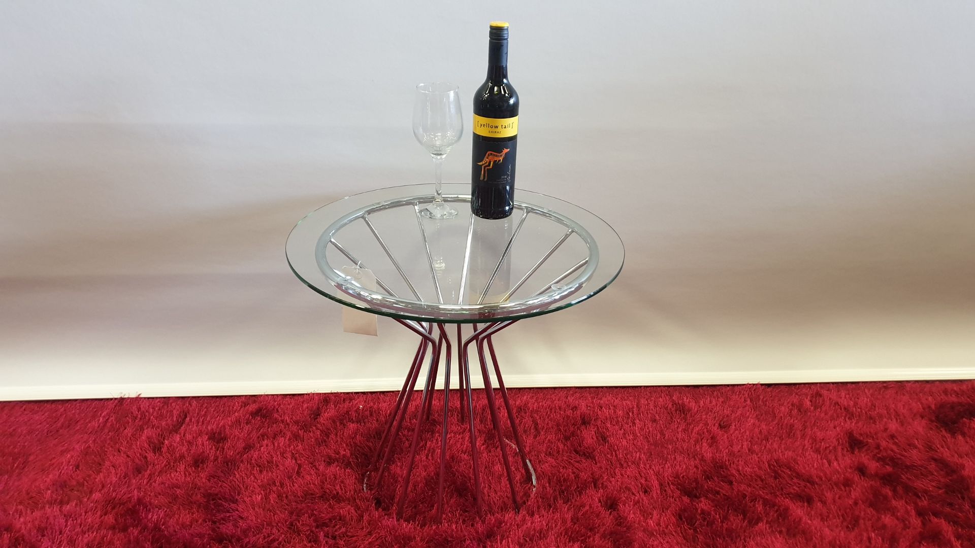 BRAND NEW CHROME CLEAR GLASS SIDE TABLE SIZE 520 MM DIAMETER / HEIGHT 500 MM RRP £169.00