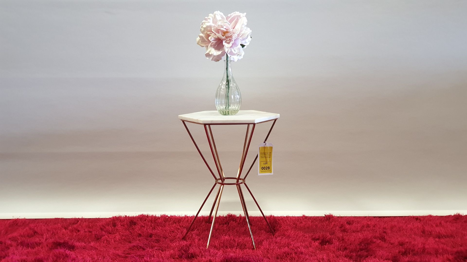 BRAND NEW COPPER METAL MARBLE SIDE TABLE 370W X 370D X 470H MM RRP £159