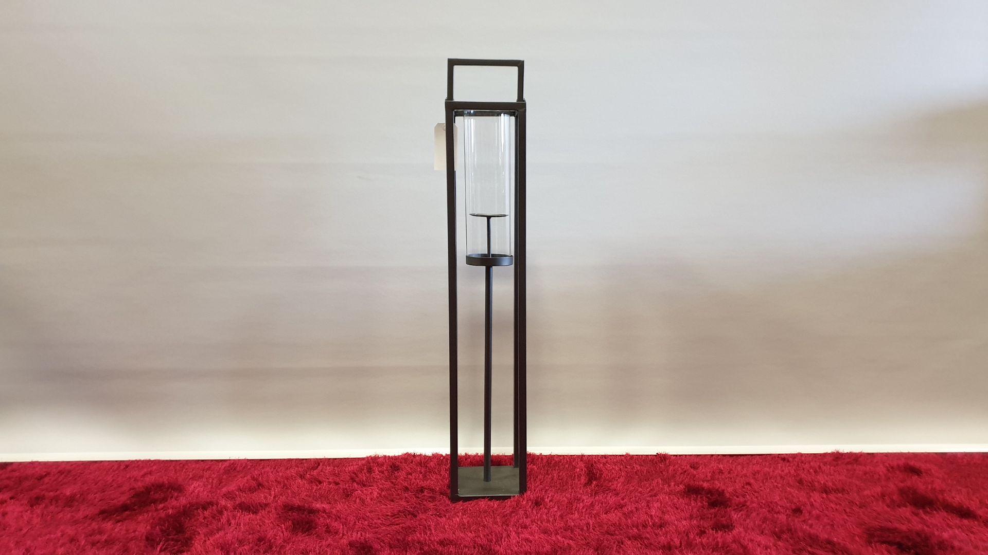 BRAND NEW METAL AND GLASS FLOOR STANDING CANDLE HOLDER 200W X 200D X 1140H RRP £179