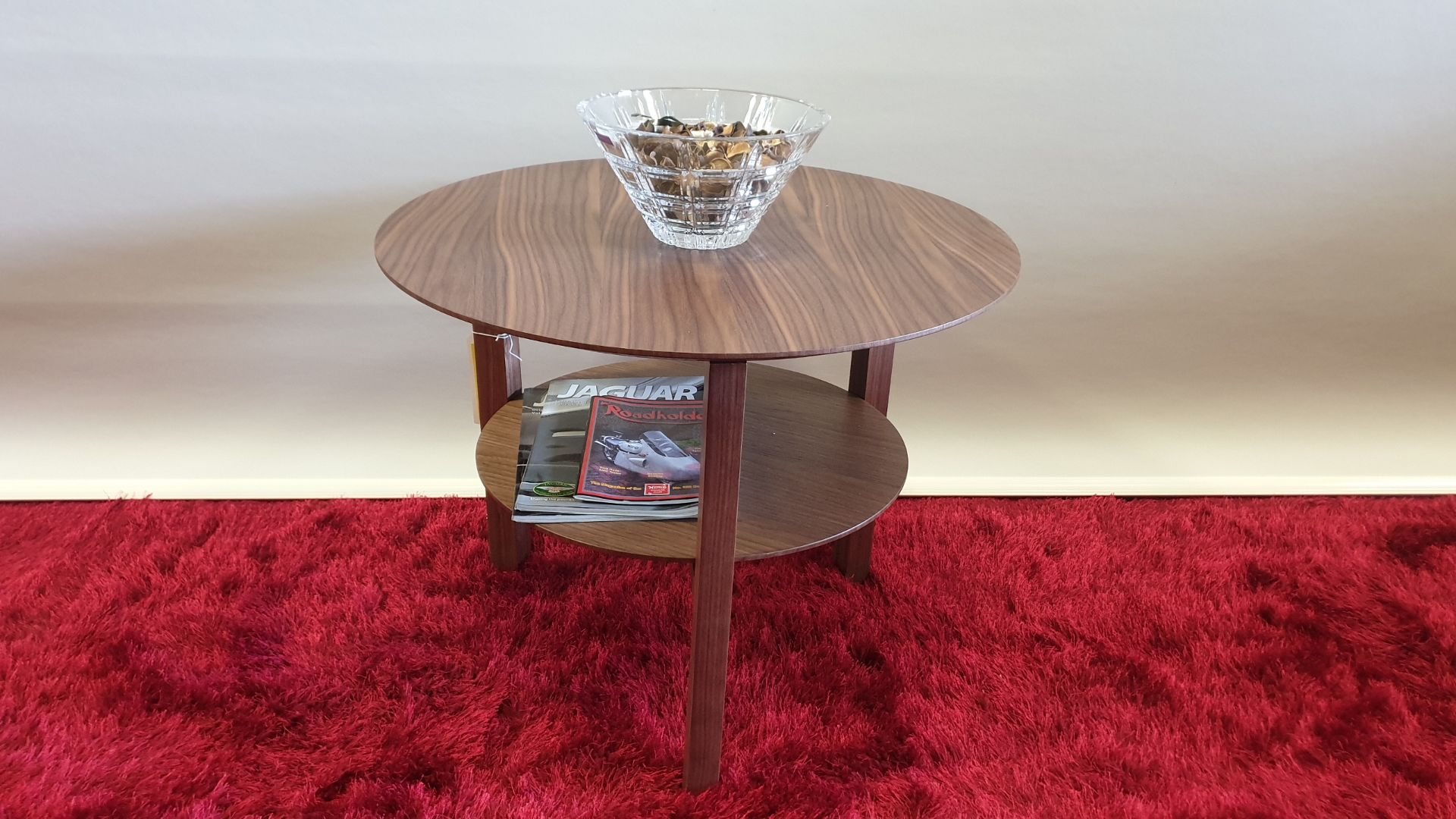 BRAND NEW WALNUT COLOURED UNDERSHELVED END TABLE 595D X 500H MM RRP £99