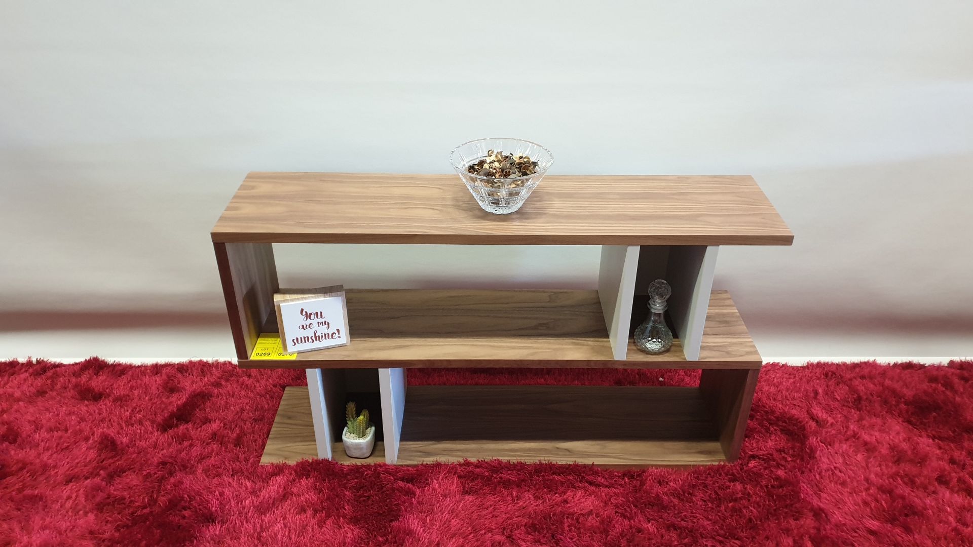 BRAND NEW CONTENT BY TERRANCE CONRAN COUNTER BALANCE LOW SHELVING UNIT COLOUR WALNUT / PEBBLE SIZE