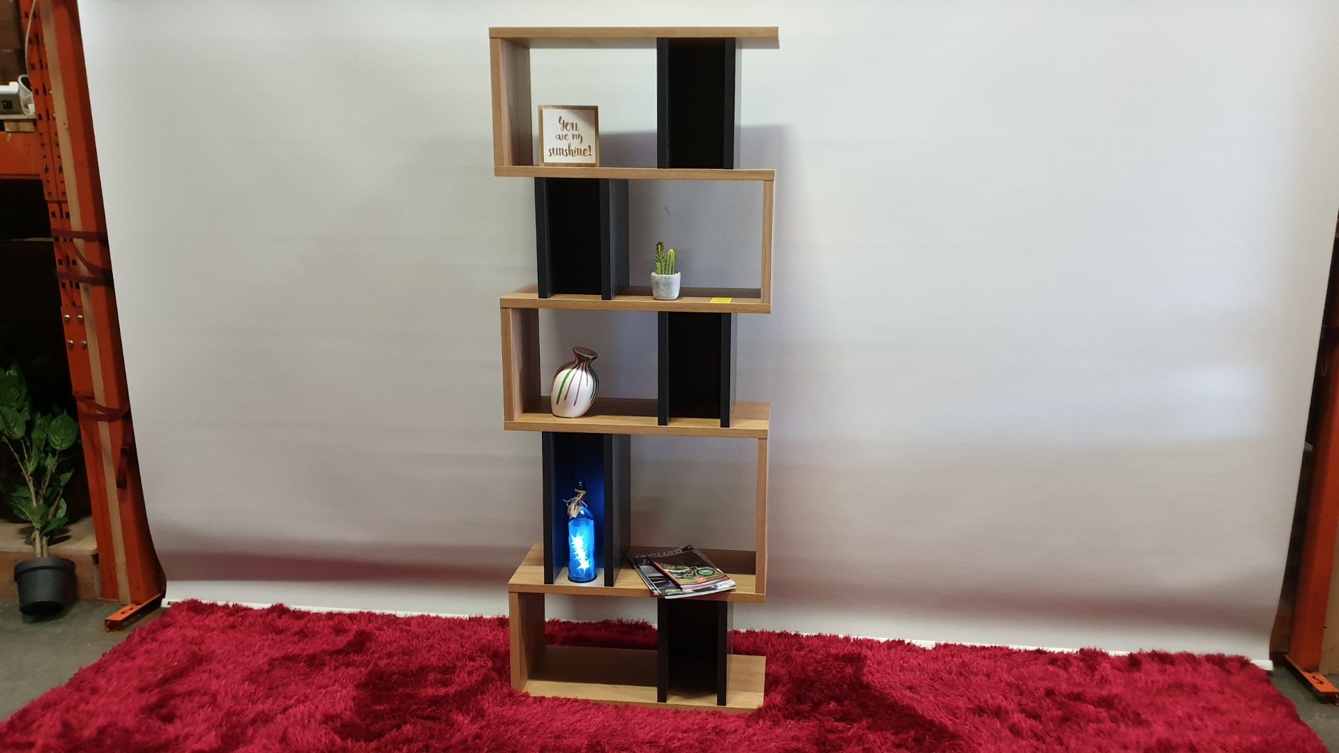 BRAND NEW CONTENT BY TERRANCE CONRAN COUNTER BALANCE TALL ALCOVE SHELVING, COLOUR OAK / CHARCOAL