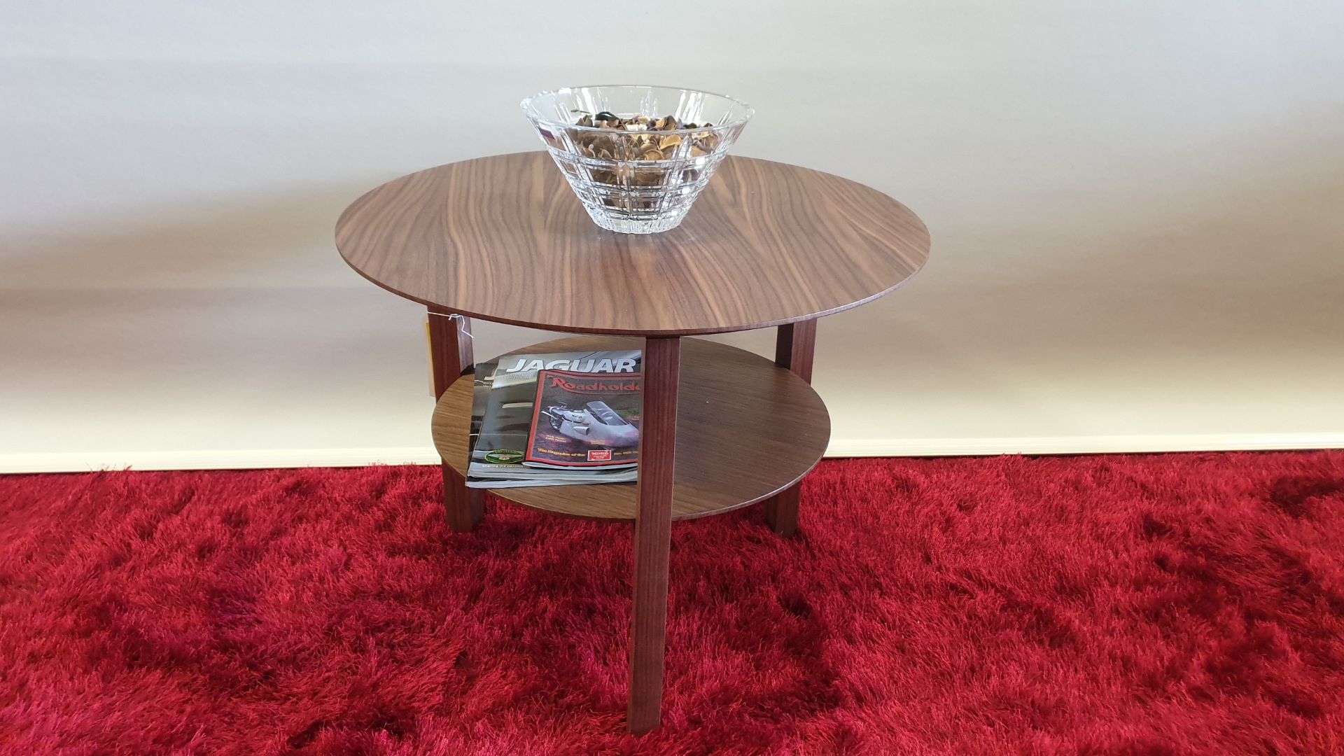 BRAND NEW WALNUT COLOURED UNDERSHELVED END TABLE 595D X 500H MM RRP £99