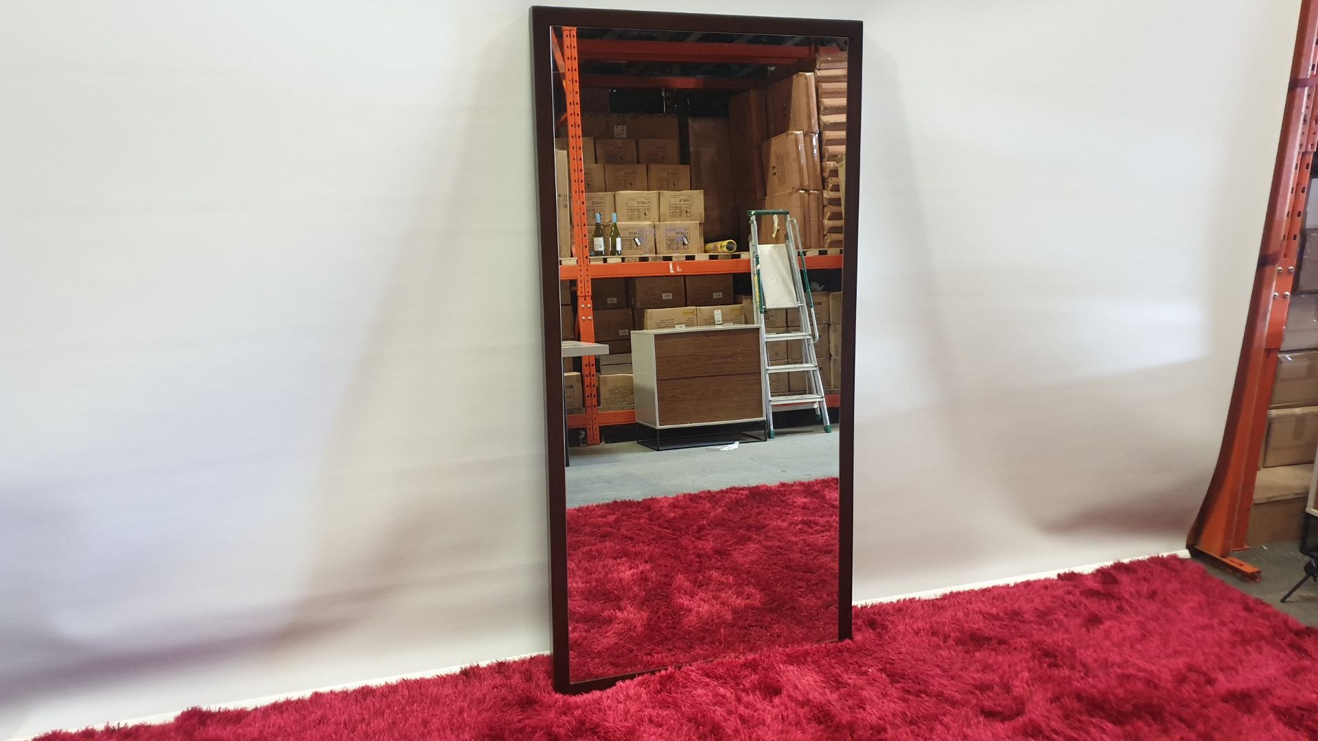 BRAND NEW BOXED WALNUT VENEER FRAMED MIRROR SIZE 850 X 1700MM RRP £249.00