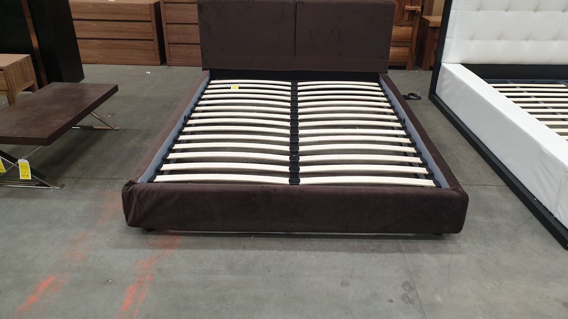 BRAND NEW UPHOLSTERED MDF CHOCOLATE/BROWN BED 1500 X 2000MM RRP £1249