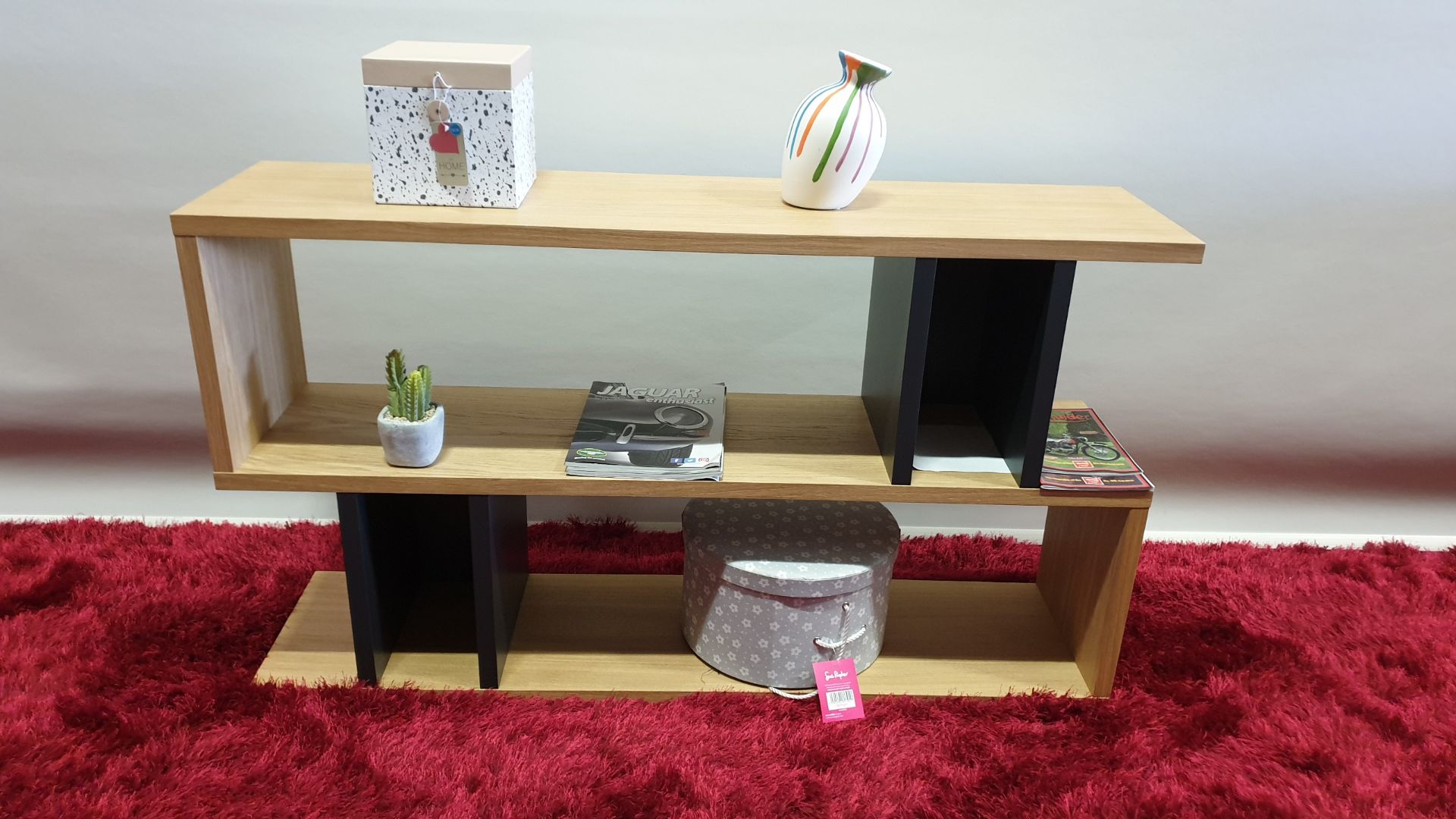 BRAND NEW CONTENT BY TERRANCE CONRAN COUNTER BALANCE LOW SHELVING UNIT COLOUR OAK / CHARCOAL SIZE