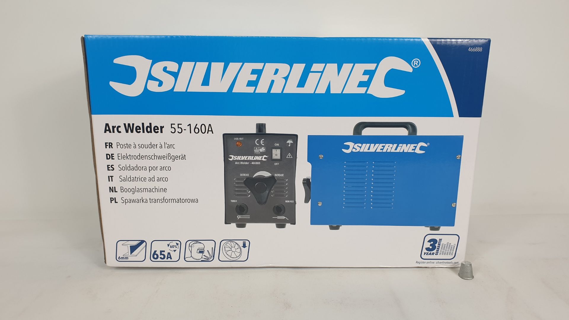 BRAND NEW BOXED SILVERLINE ARC WELDING SET 55-160A (PRODUCT CODE 466888). COMPRISING ARC WELDER,