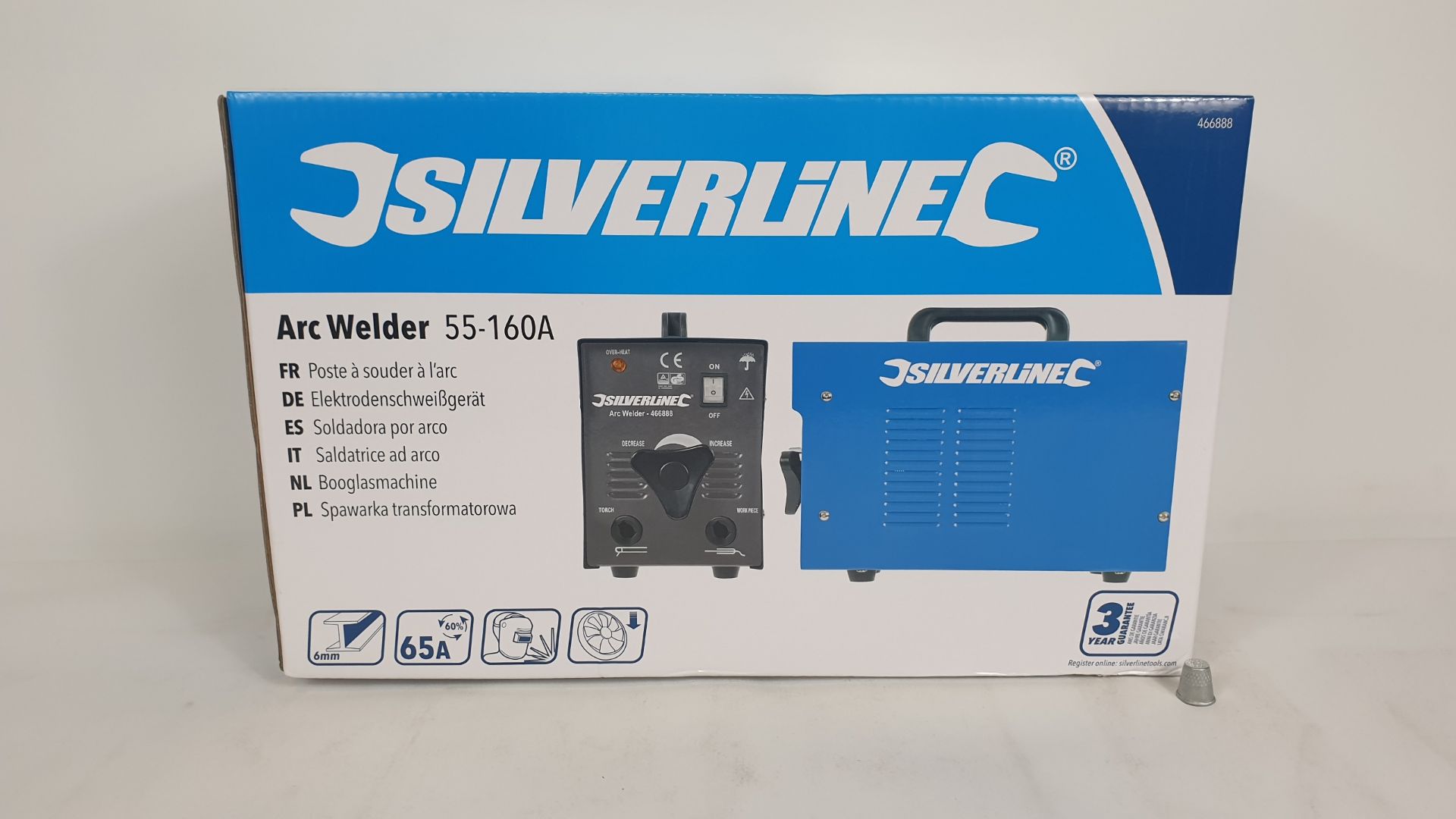 BRAND NEW BOXED SILVERLINE ARC WELDING SET 55-160A (PRODUCT CODE 466888). COMPRISING ARC WELDER,