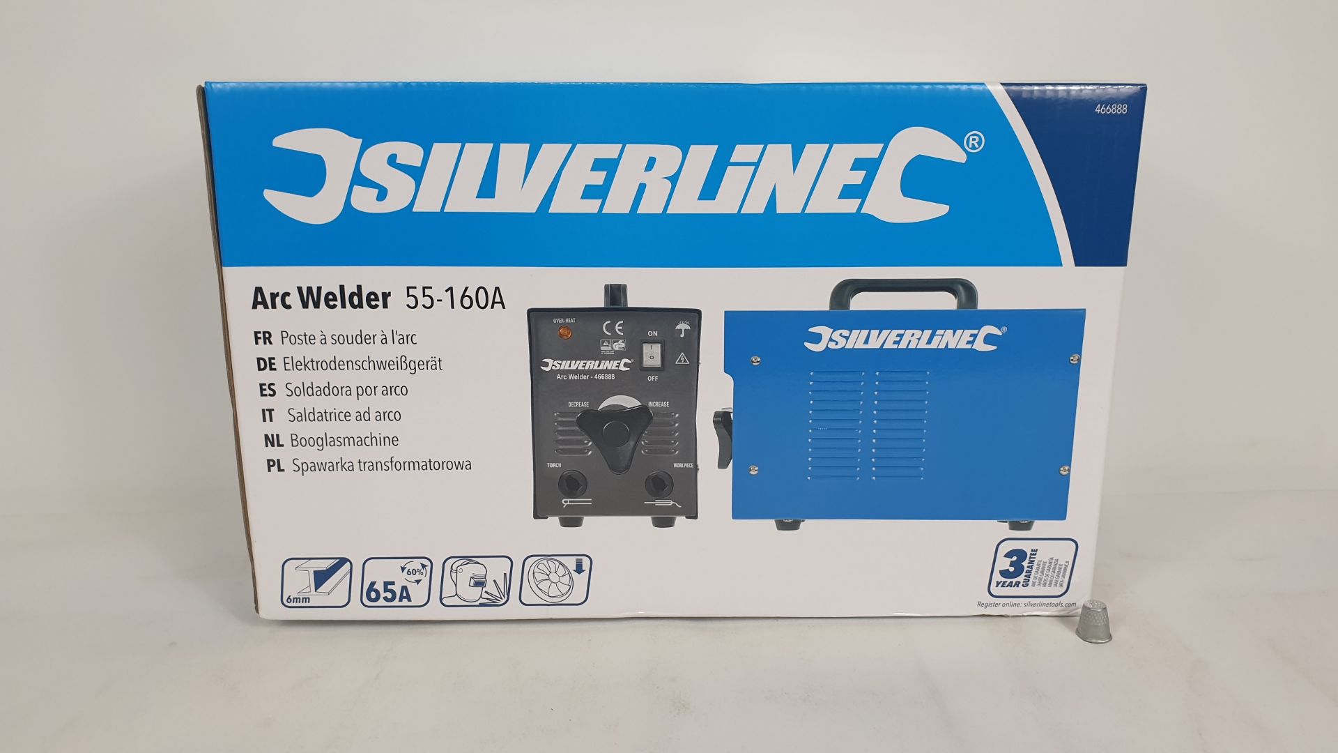 BRAND NEW BOXED SILVERLINE ARC WELDING SET 55-160A (PRODUCT CODE 466888). COMPRISING ARC WELDER,