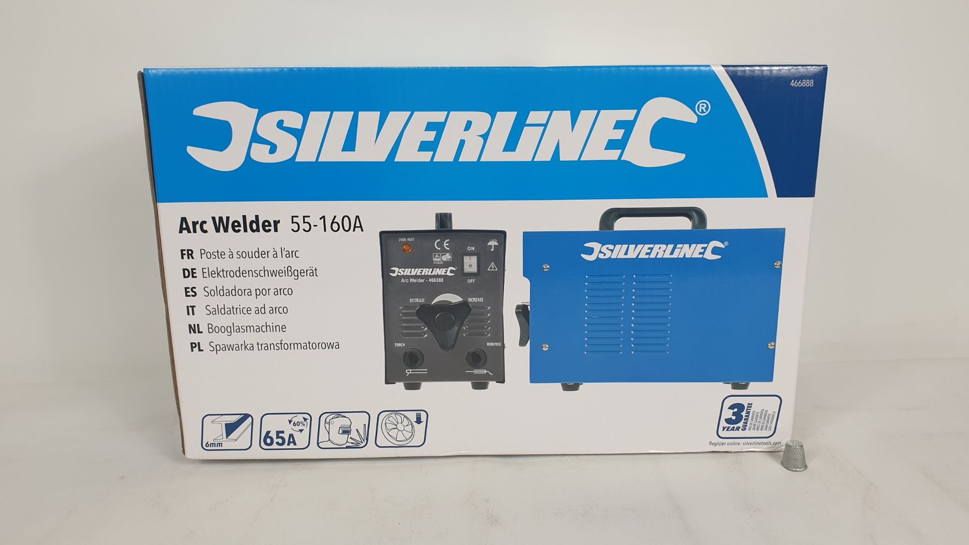 BRAND NEW BOXED SILVERLINE ARC WELDING SET 55-160A (PRODUCT CODE 466888). COMPRISING ARC WELDER,