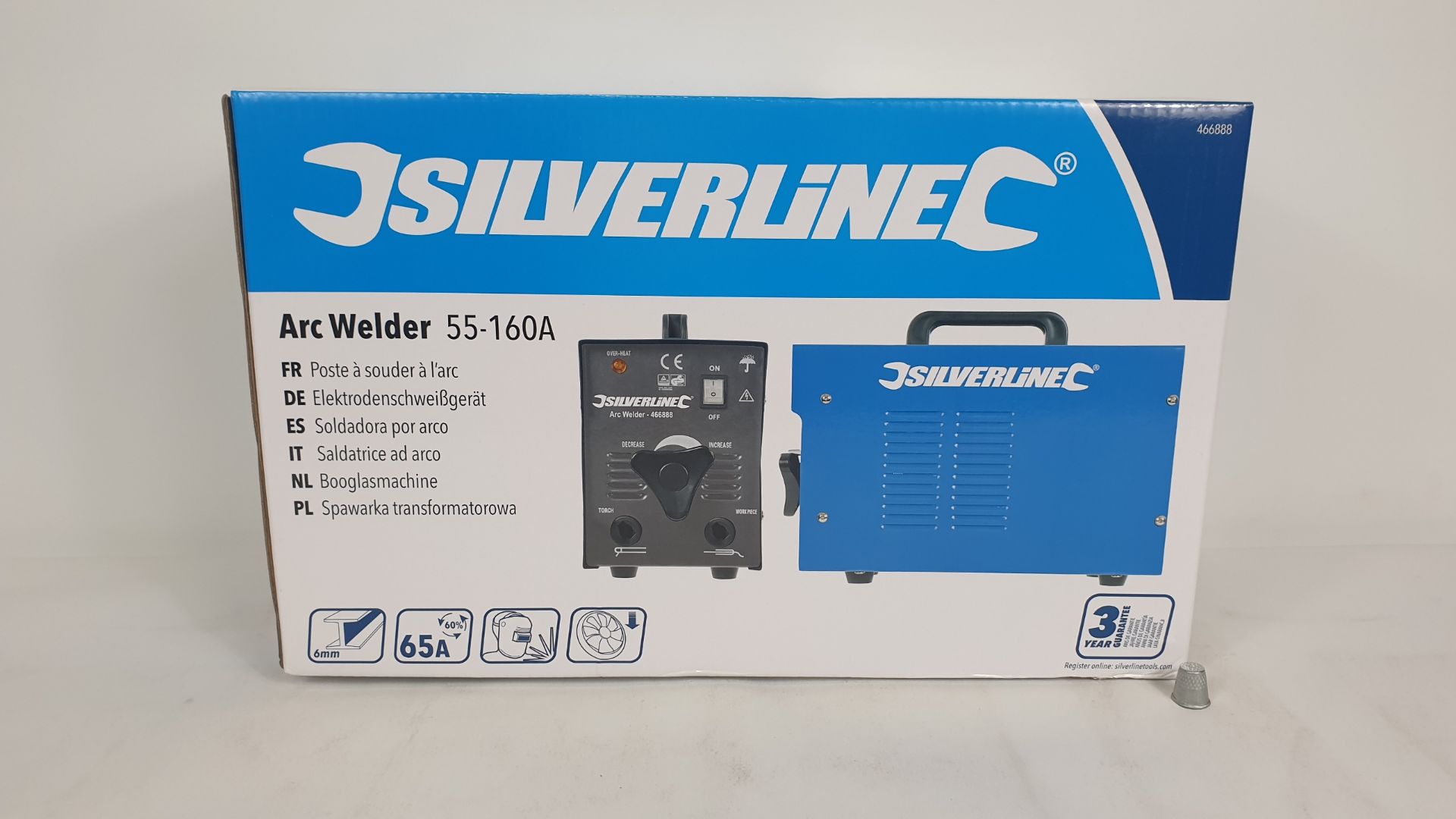 BRAND NEW BOXED SILVERLINE ARC WELDING SET 55-160A (PRODUCT CODE 466888). COMPRISING ARC WELDER,