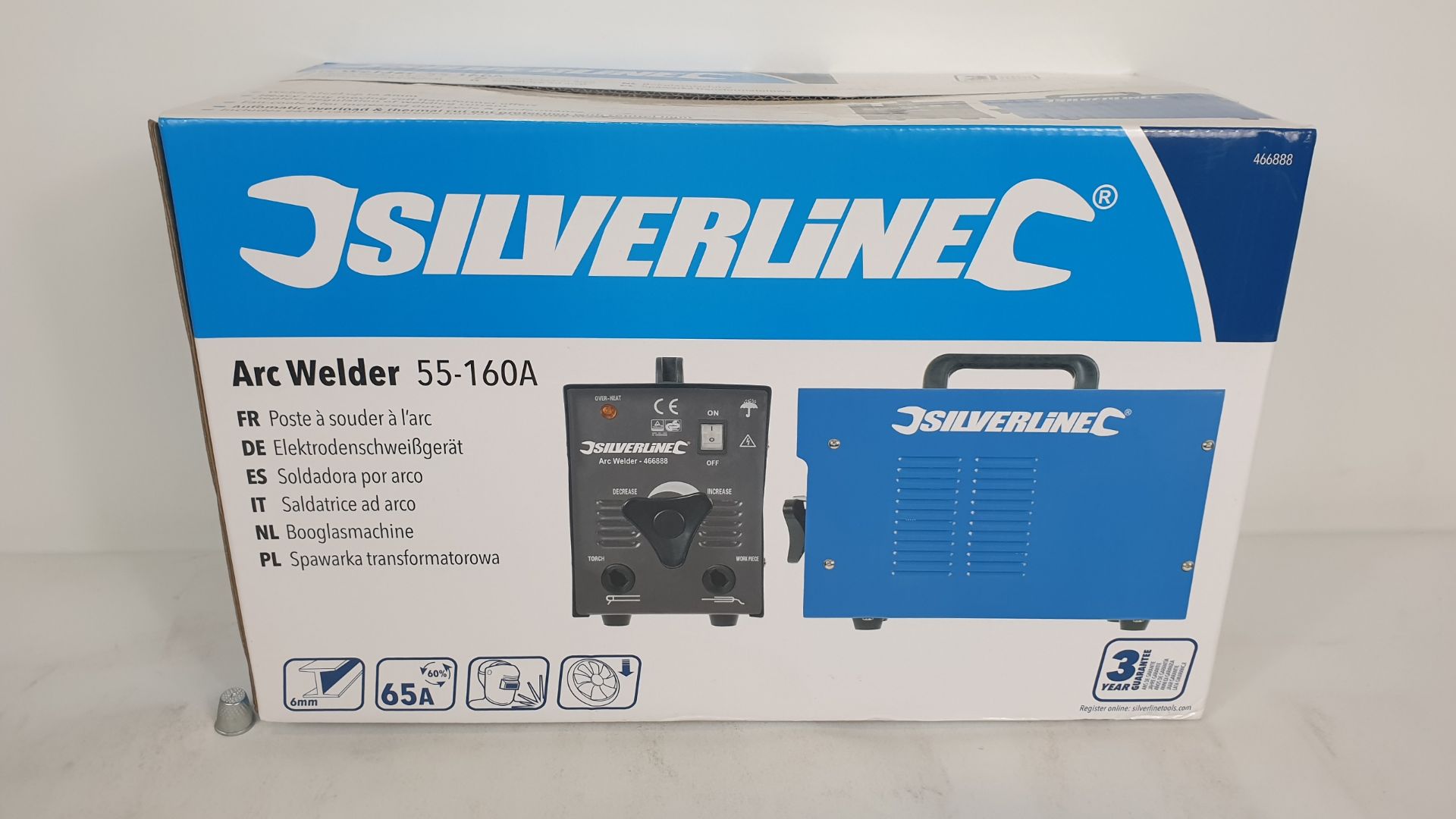 BRAND NEW BOXED SILVERLINE ARC WELDING SET 55-160A (PRODUCT CODE 466888). COMPRISING ARC WELDER,