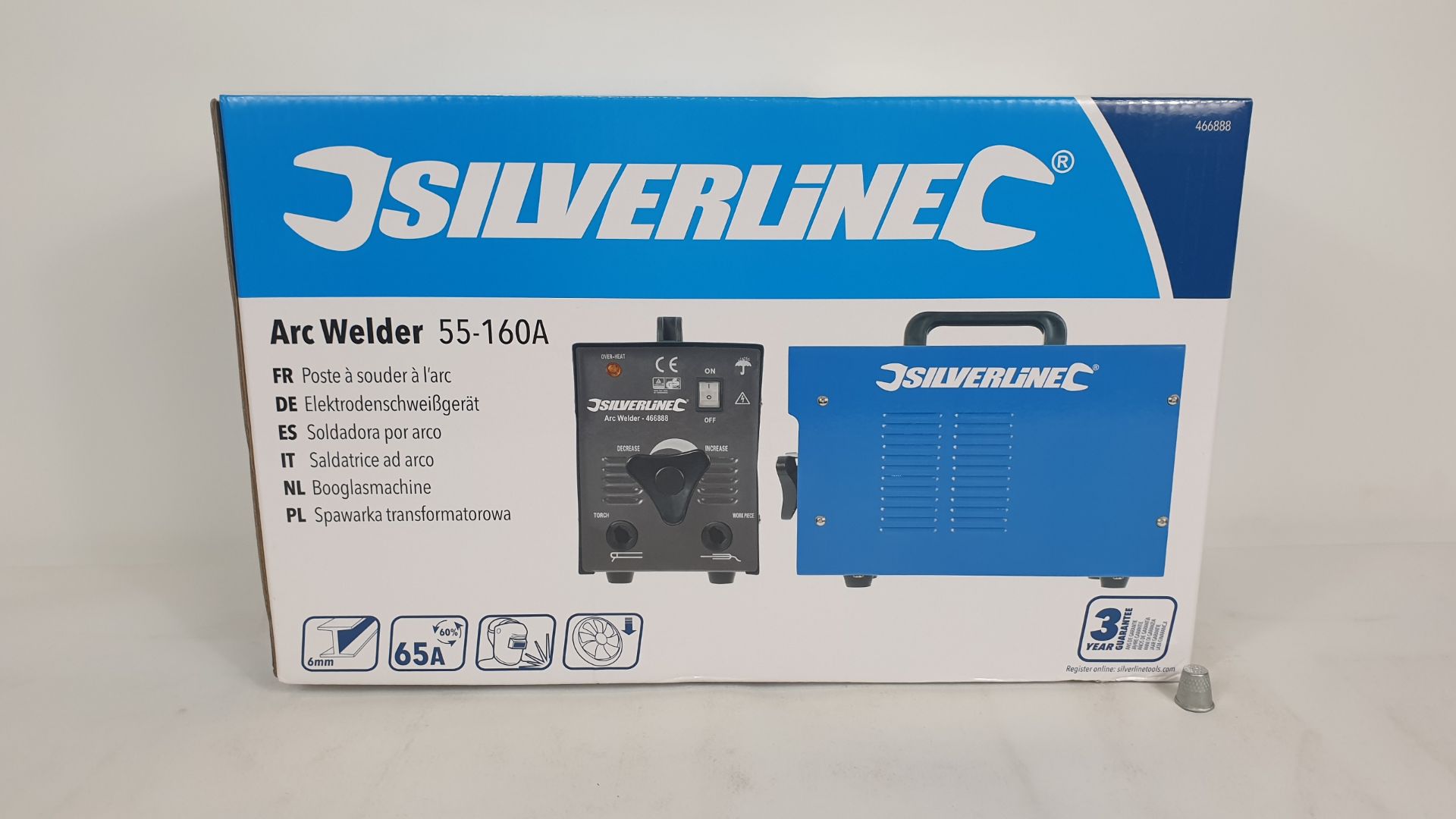 BRAND NEW BOXED SILVERLINE ARC WELDING SET 55-160A (PRODUCT CODE 466888). COMPRISING ARC WELDER,