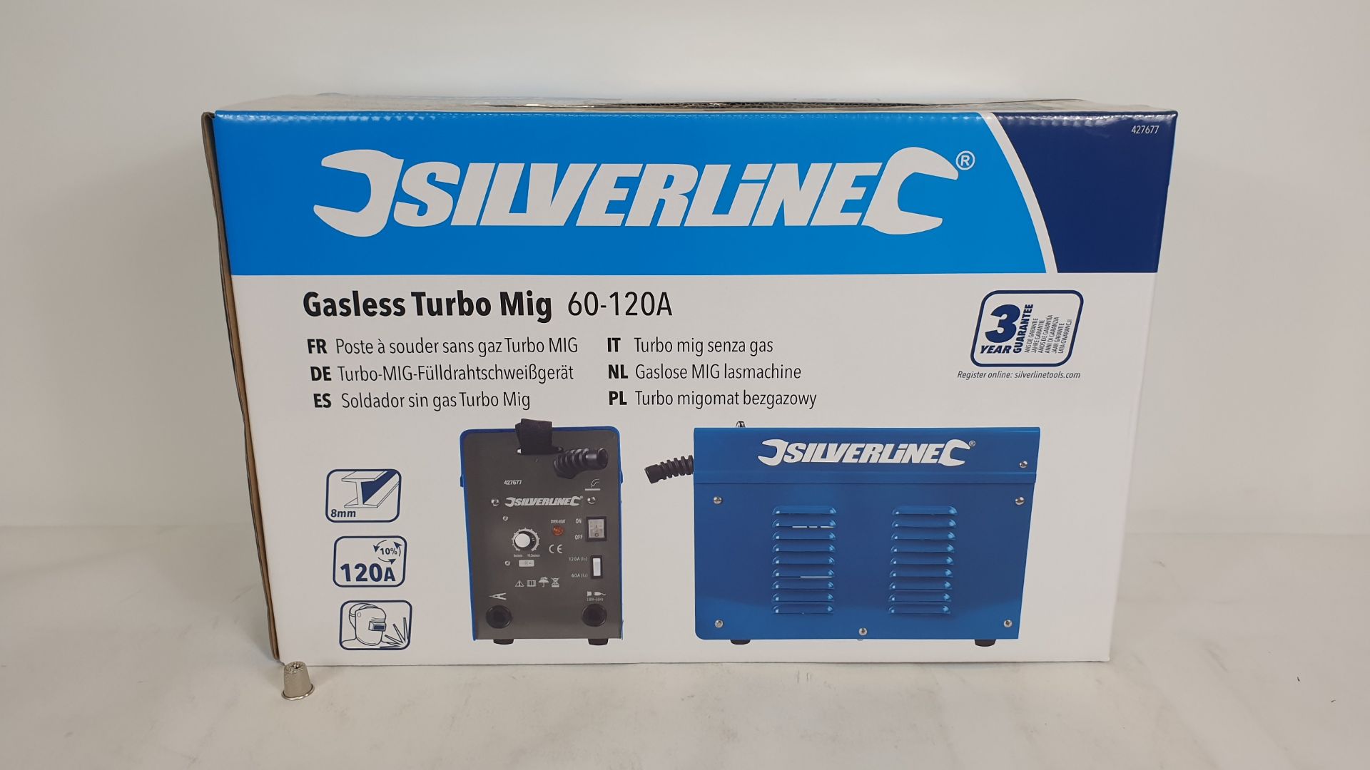 BRAND NEW BOXED SILVERLINE GASLESS TURBO MIG WELDING SET 60 - 120A (PRODUCT CODE 427677)