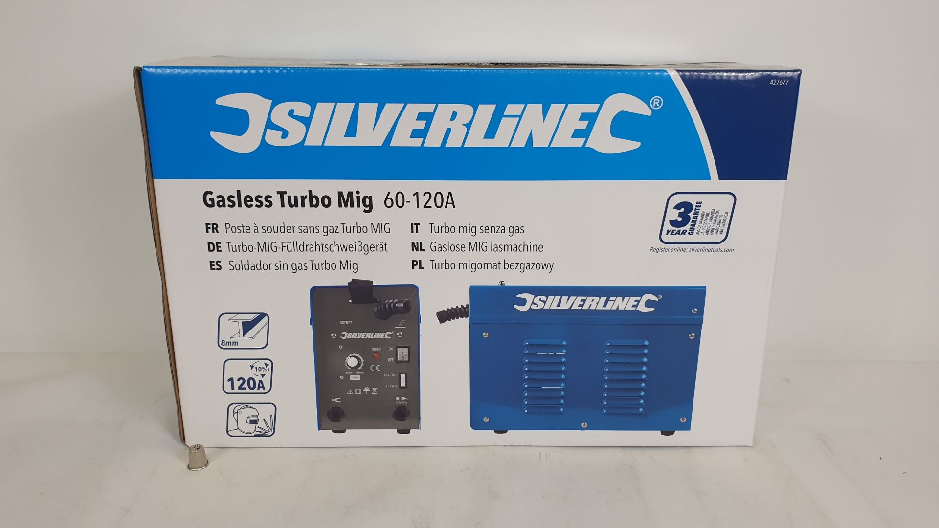 BRAND NEW BOXED SILVERLINE GASLESS TURBO MIG WELDING SET 60 - 120A (PRODUCT CODE 427677)
