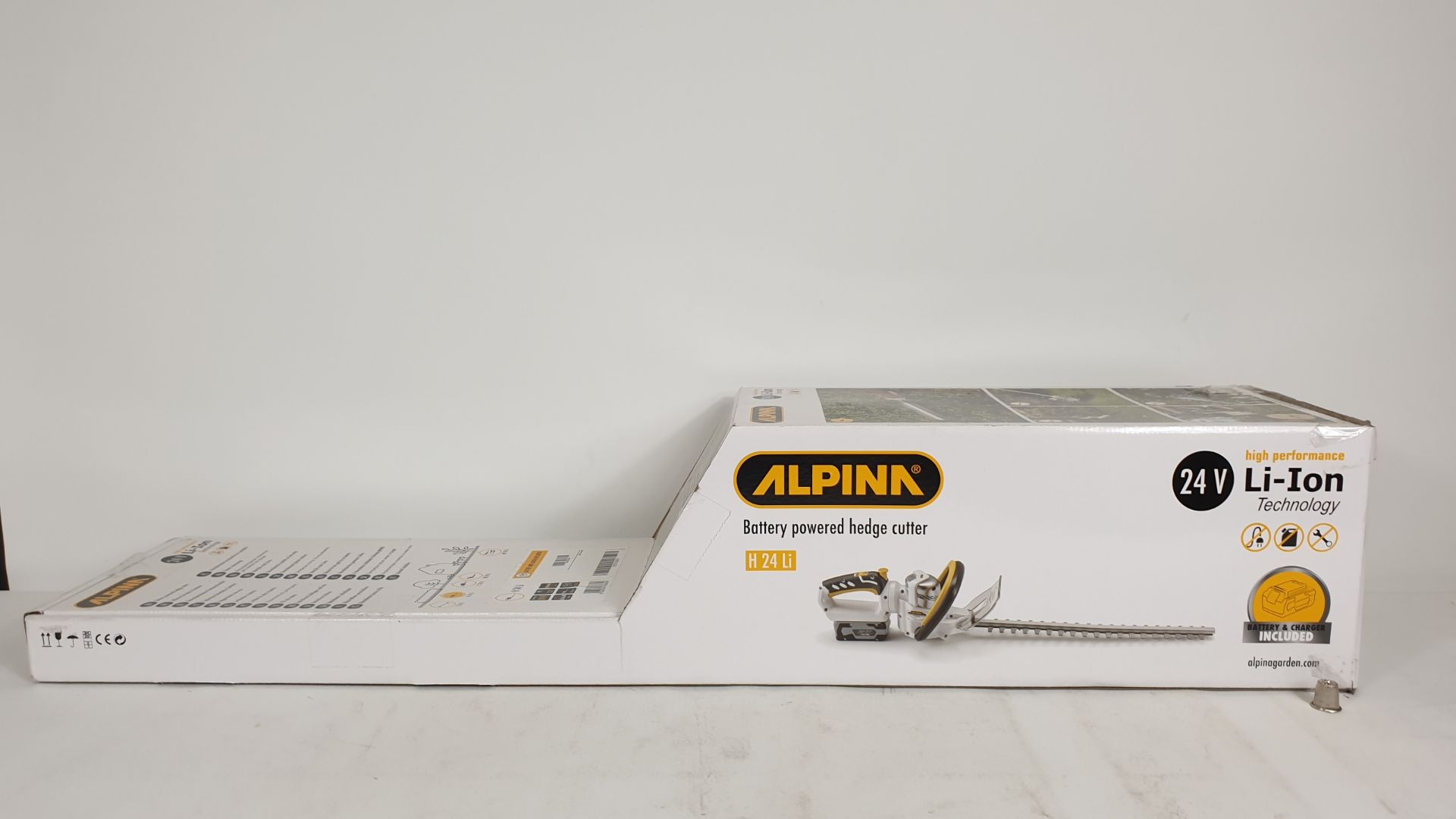 BRAND NEW BOXED ALPINA 24V LI-ION BATTERY POWERED HEDGE TRIMMER INCLUDING BATTERY & CHARGER (MODEL