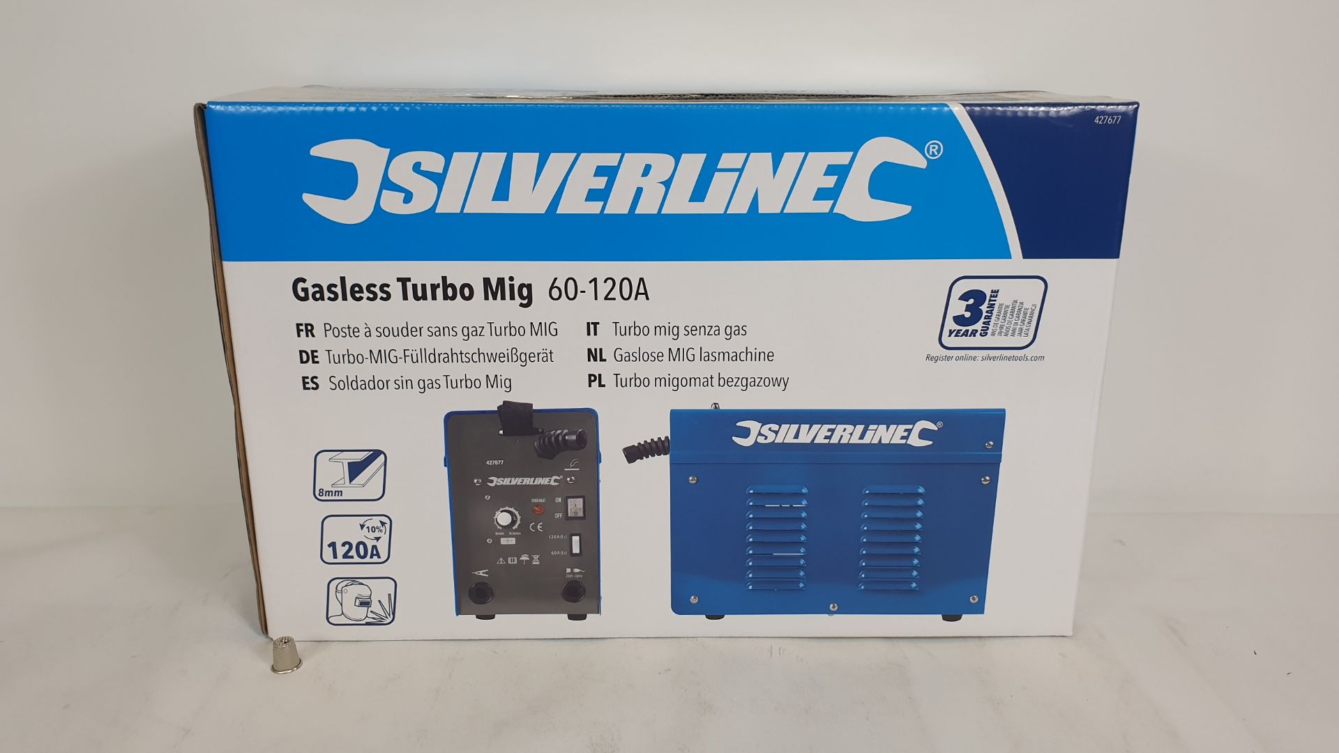 BRAND NEW BOXED SILVERLINE GASLESS TURBO MIG WELDING SET 60 - 120A (PRODUCT CODE 427677)