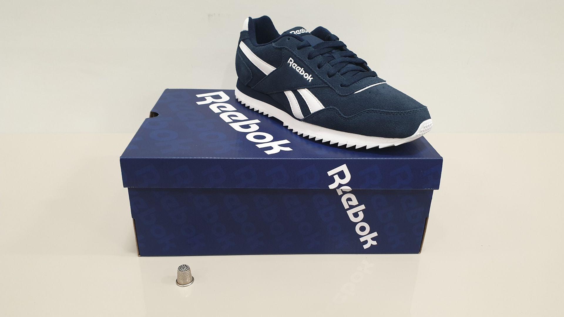 6 X REEBOK ROYAL GLIDE RUNNING TRAINERS BLUE WITH WHITE STRIPE SIZE 11 - BRAND NEW AND BOXED