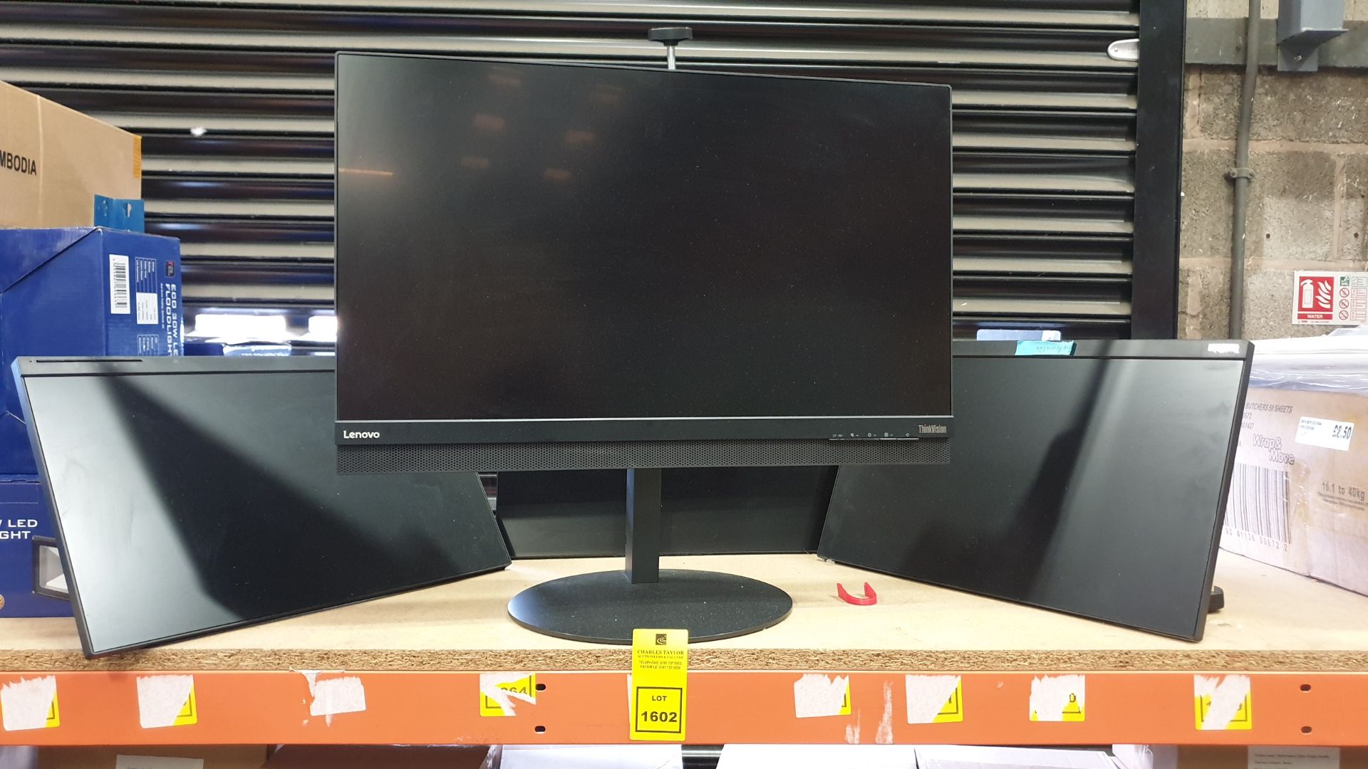 (LOT FOR THURSDAY 28TH MAY AUCTION) MISC LOT OF ELECTRIVAL VISUAL UNITS IE. LENOVO THINKVISION ON