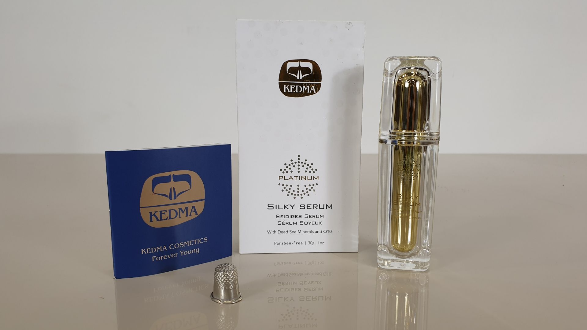 (LOT FOR THURSDAY 28TH MAY AUCTION) 3 X BRAND NEW KEDMA PLATINUM SILKY SERUM WITH DEAD SEA