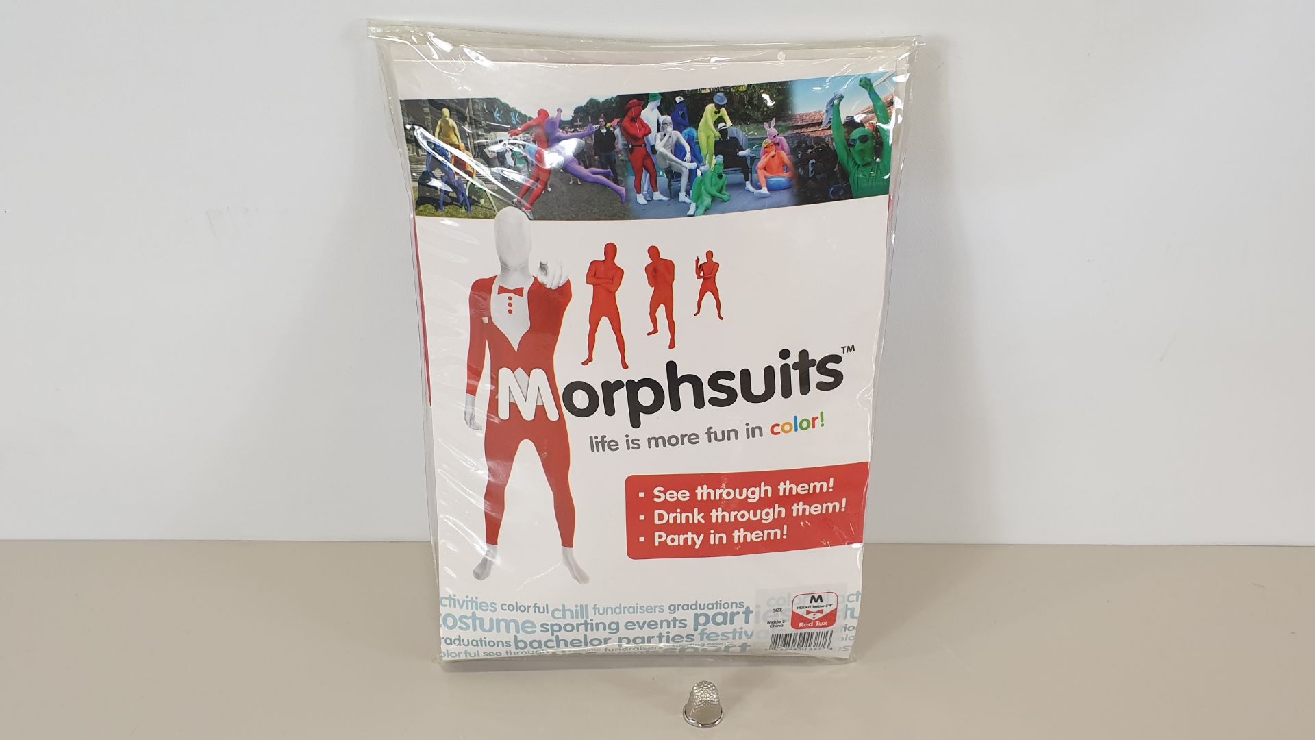 12 X RED / WHITE TUXEDO MORPHSUITS - SIZE MEDIUM - (BRAND NEW IN HANGER PACKS) - Image 2 of 2