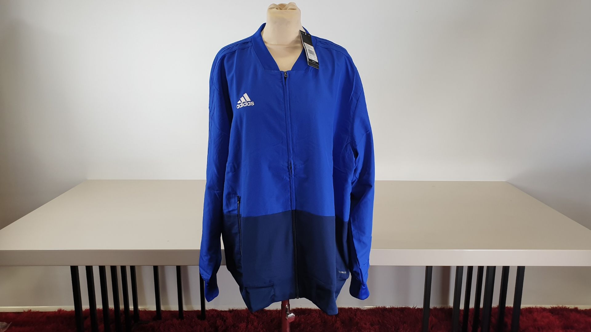 (LOT FOR THURSDAY 28TH MAY AUCTION) 8 X BRAND NEW ADIDAS MID BLUE / WHITE TRACKSUIT TOPS - CODE