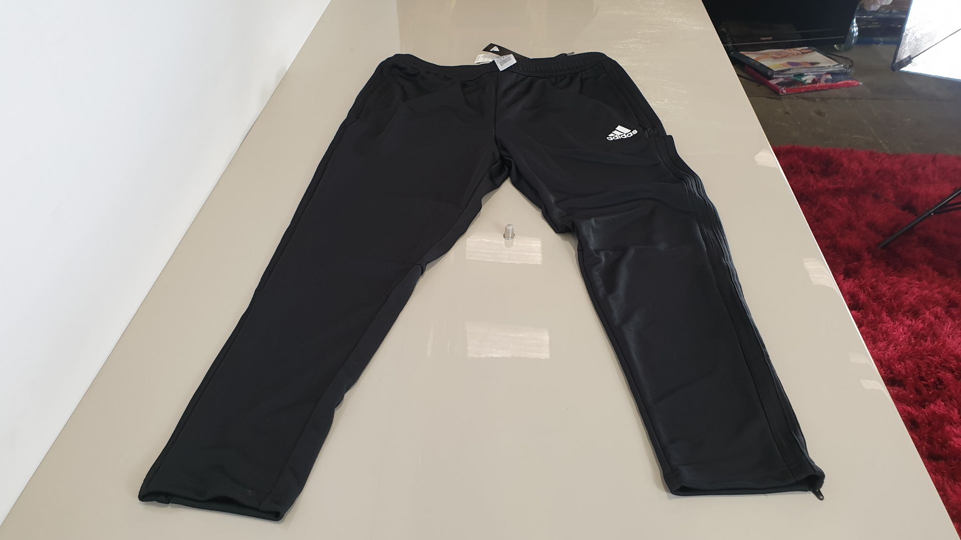 (LOT FOR THURSDAY 28TH MAY AUCTION) 15 X BRAND NEW ADIDAS BLACK / WHITE TRACK / JOGGING PANTS - CODE