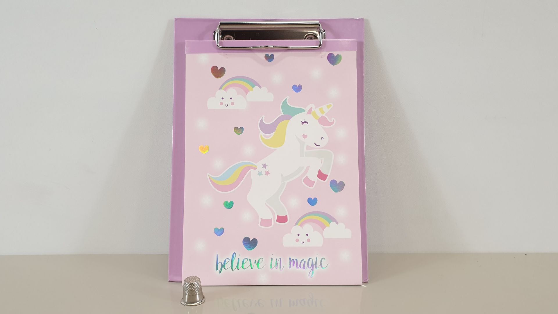 72 X 'BELIEVE IN MAGIC' UNICORN MINI CLIPBOARD & NOTEPAD - IN 6 BOXES