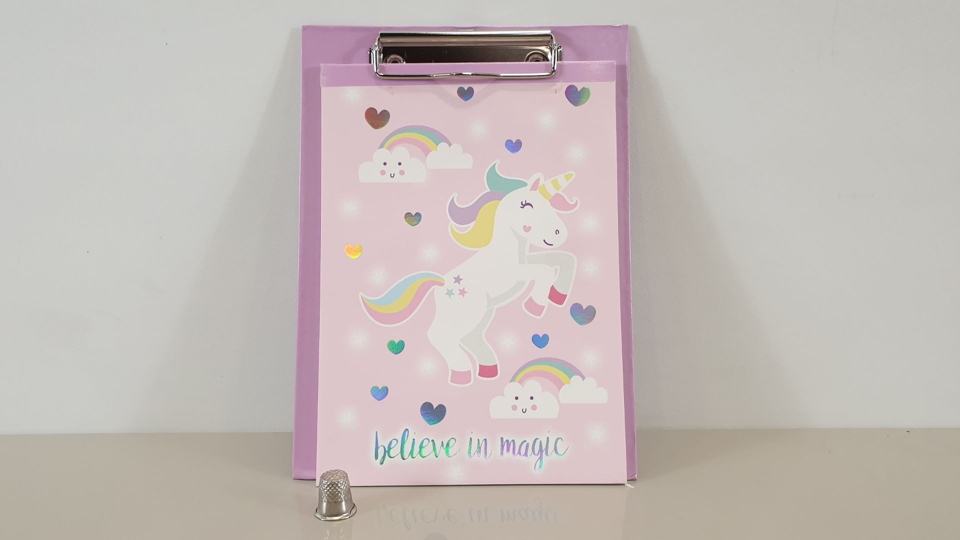 72 X 'BELIEVE IN MAGIC' UNICORN MINI CLIPBOARD & NOTEPAD - IN 6 BOXES