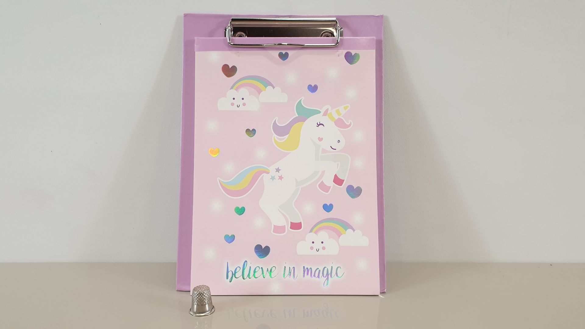 72 X 'BELIEVE IN MAGIC' UNICORN MINI CLIPBOARD & NOTEPAD - IN 6 BOXES