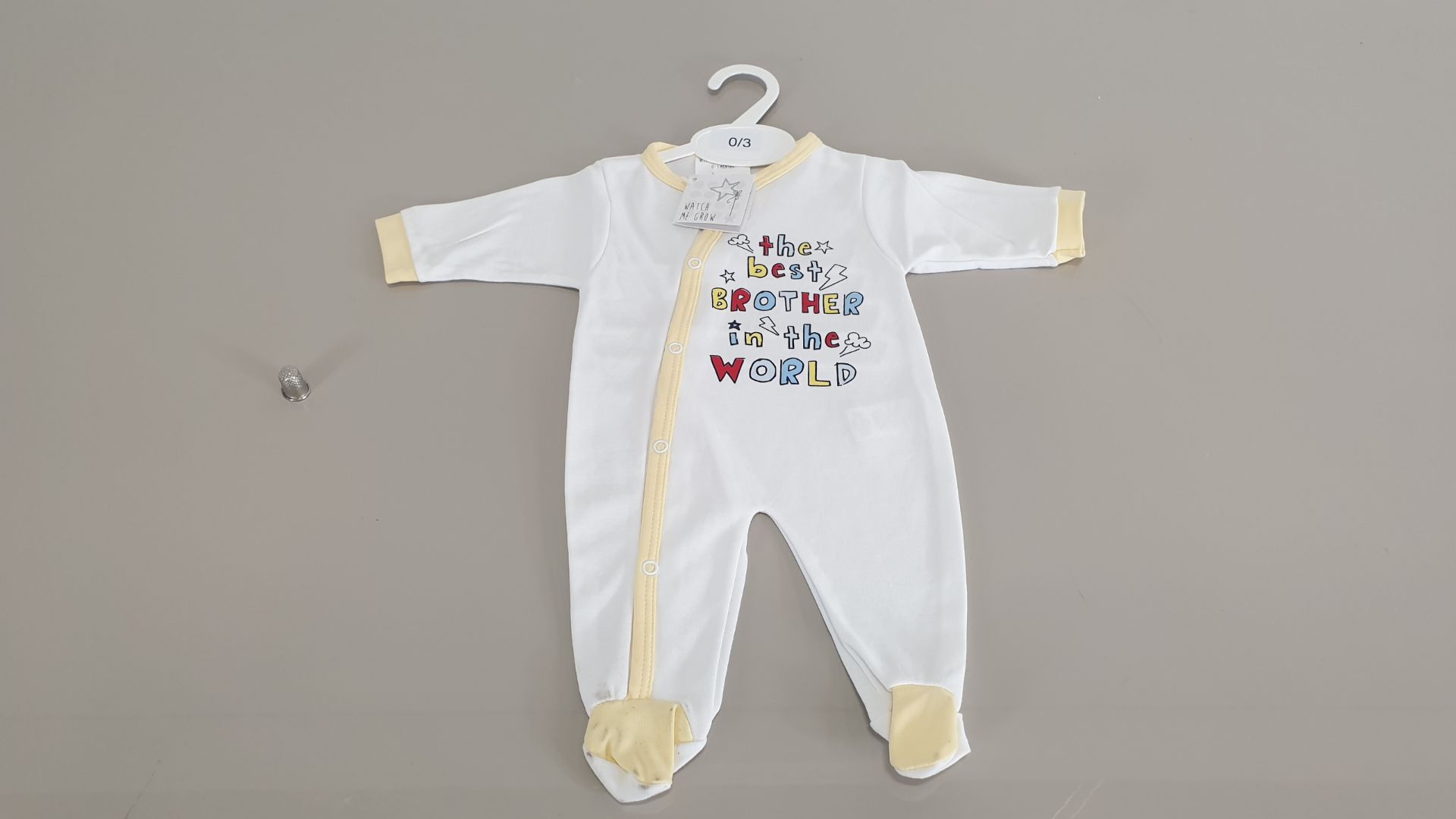 (LOT FOR THURSDAY 28TH MAY AUCTION) 14 X WATCH ME GROW BABY GROWS - BABY POWER / THE BEST BROTHER IN