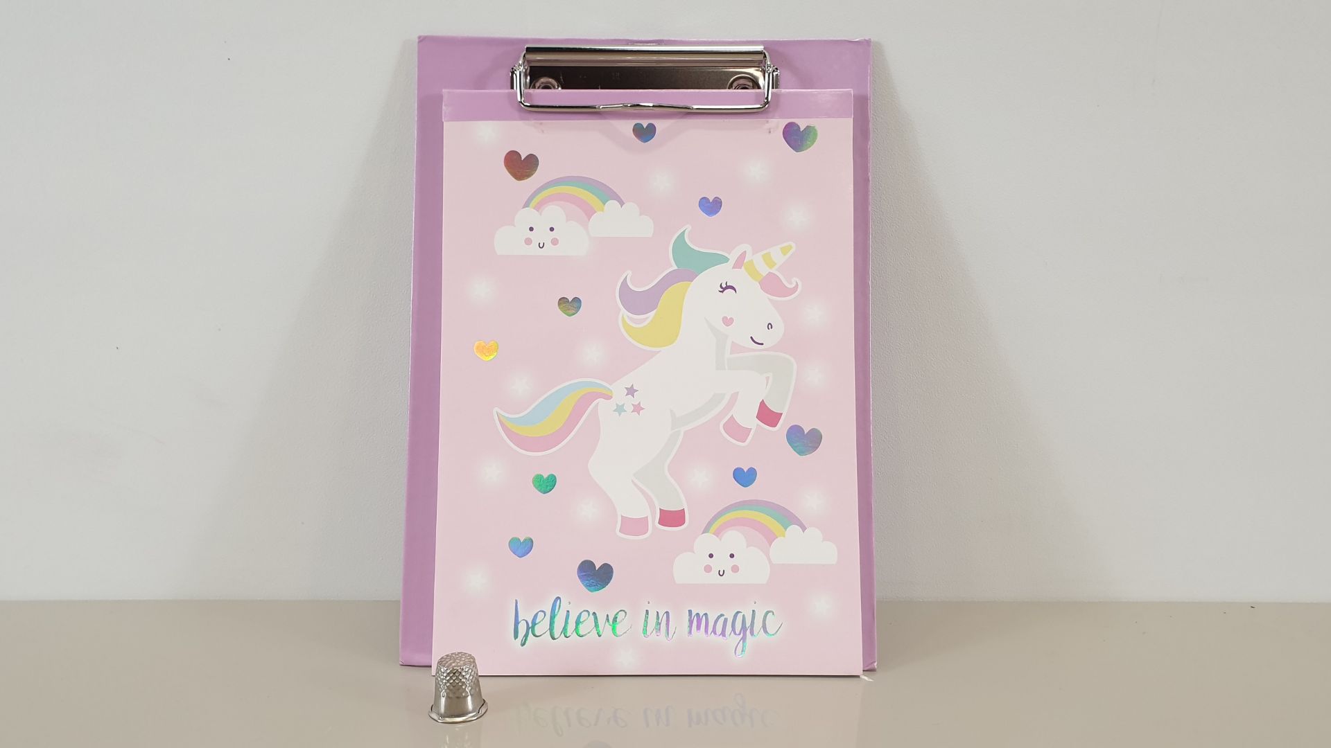 72 X 'BELIEVE IN MAGIC' UNICORN MINI CLIPBOARD & NOTEPAD - IN 6 BOXES