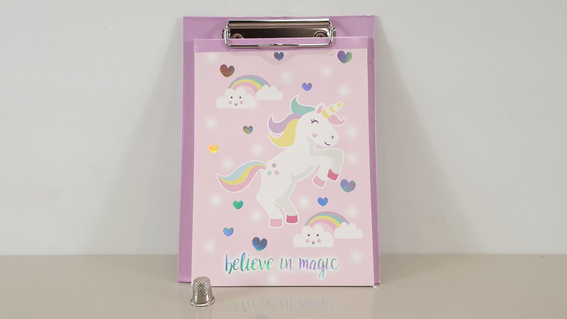 72 X 'BELIEVE IN MAGIC' UNICORN MINI CLIPBOARD & NOTEPAD - IN 6 BOXES