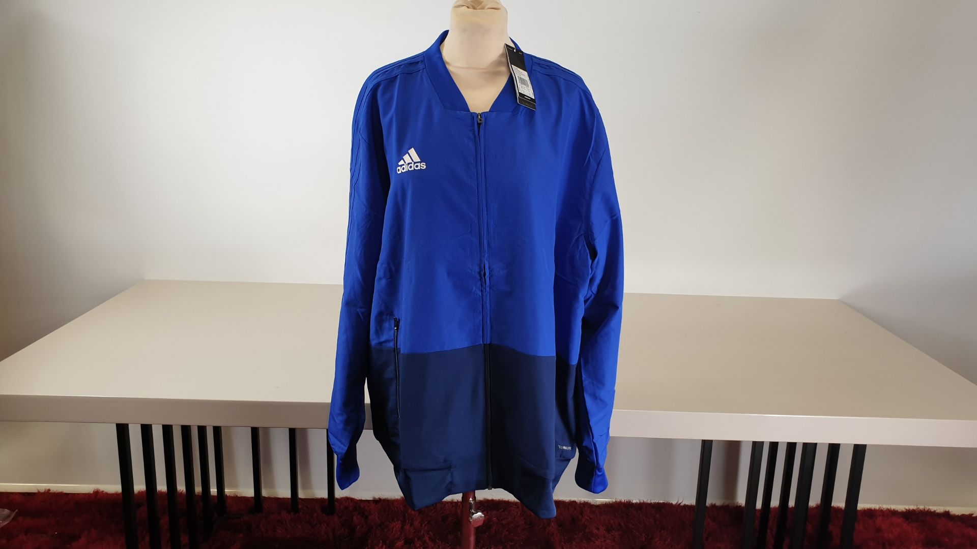(LOT FOR THURSDAY 28TH MAY AUCTION) 8 X BRAND NEW ADIDAS MID BLUE / WHITE TRACKSUIT TOPS - CODE