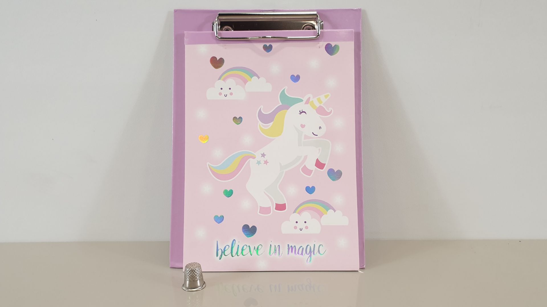 72 X 'BELIEVE IN MAGIC' UNICORN MINI CLIPBOARD & NOTEPAD - IN 6 BOXES