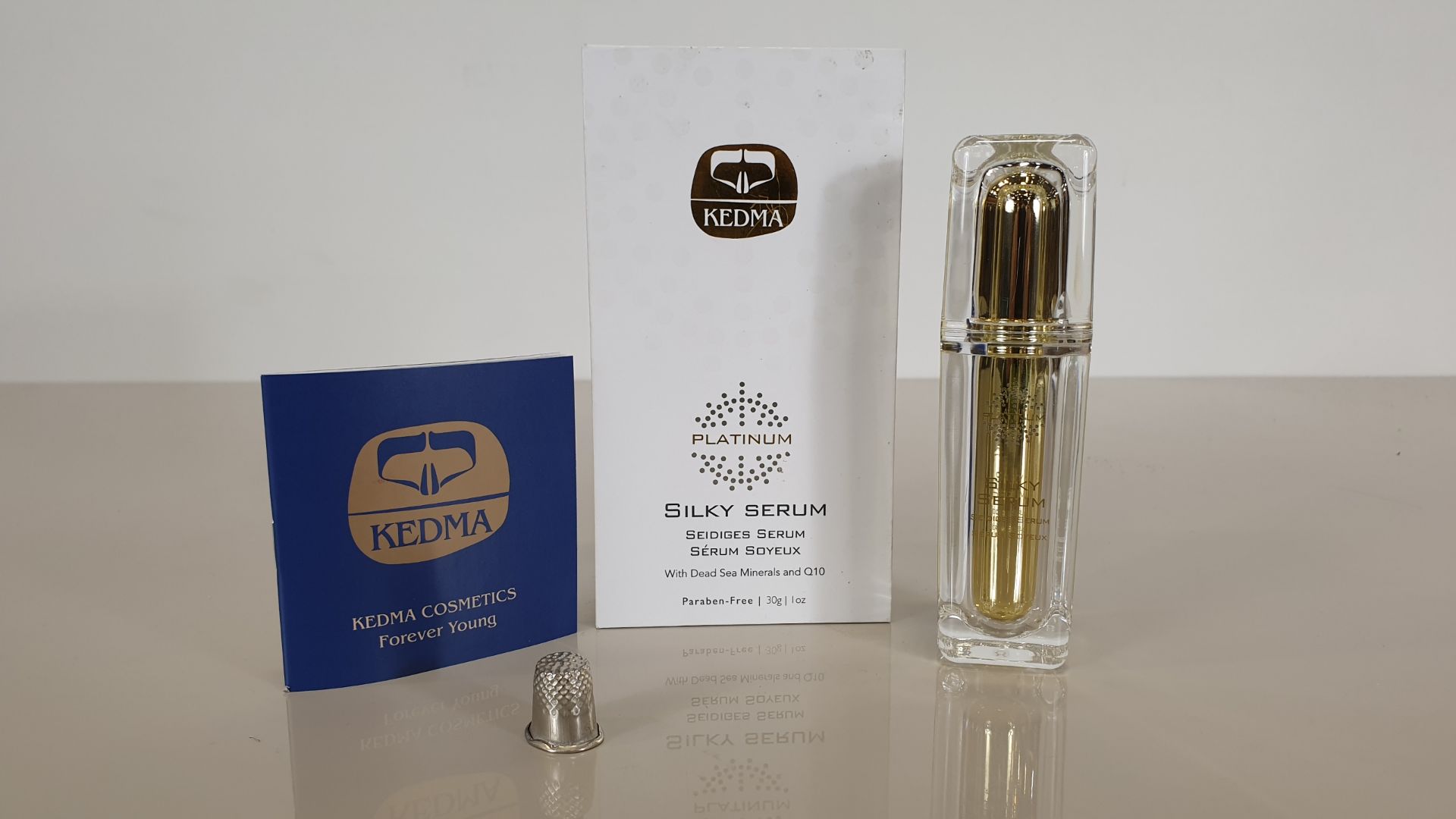 (LOT FOR THURSDAY 28TH MAY AUCTION) 4 X BRAND NEW KEDMA PLATINUM SILKY SERUM WITH DEAD SEA