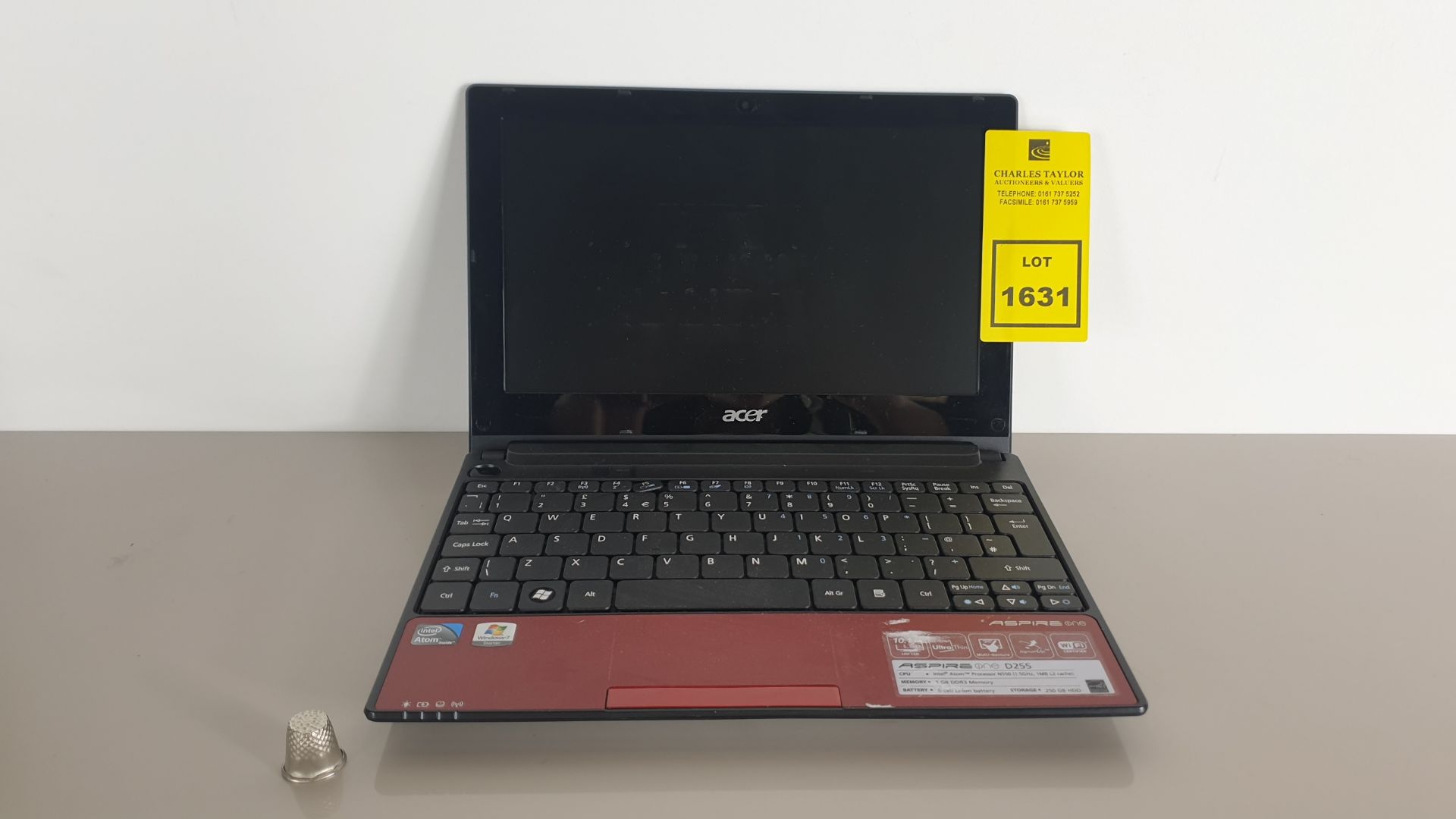 (LOT FOR THURSDAY 28TH MAY AUCTION) ACER ASPIRE ONE D255 NOTEBOOK (OS UNKNOWN) WITH CHARGER