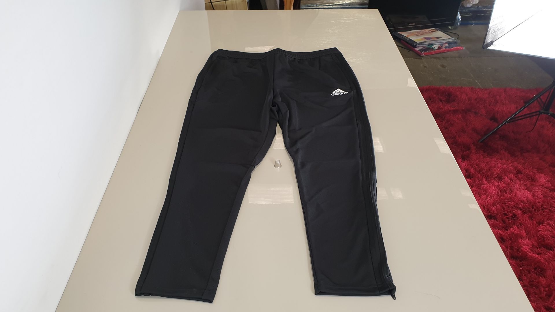 (LOT FOR THURSDAY 28TH MAY AUCTION) 15 X BRAND NEW ADIDAS BLACK / WHITE TRACK / JOGGING PANTS - CODE