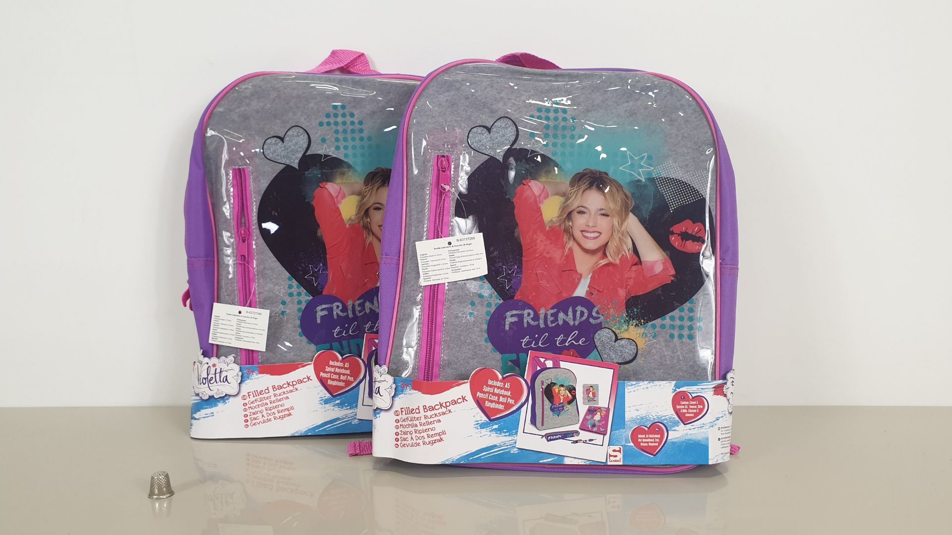 18 X BRAND NEW DISNEY VIOLETTA (FRIENDS TILL THE END) FILLED BACKPACKS INCLUDES A5 SPIRAL