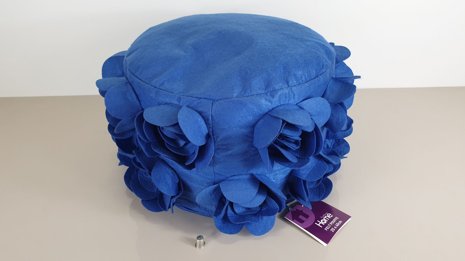 6 X BRAND NEW PAUL ROSCO BLUE HOME FELT POUFFES - 25 X 40CM