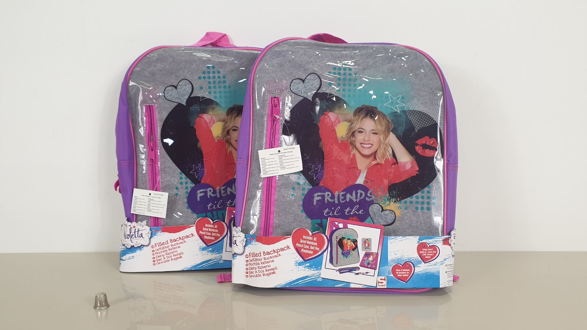 18 X BRAND NEW DISNEY VIOLETTA (FRIENDS TILL THE END) FILLED BACKPACKS INCLUDES A5 SPIRAL