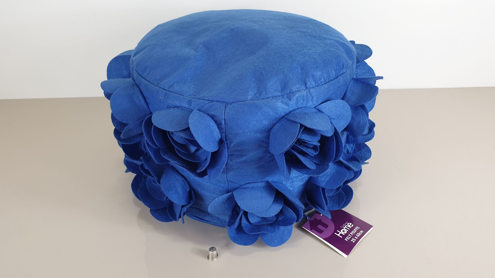 6 X BRAND NEW PAUL ROSCO BLUE HOME FELT POUFFES - 25 X 40CM