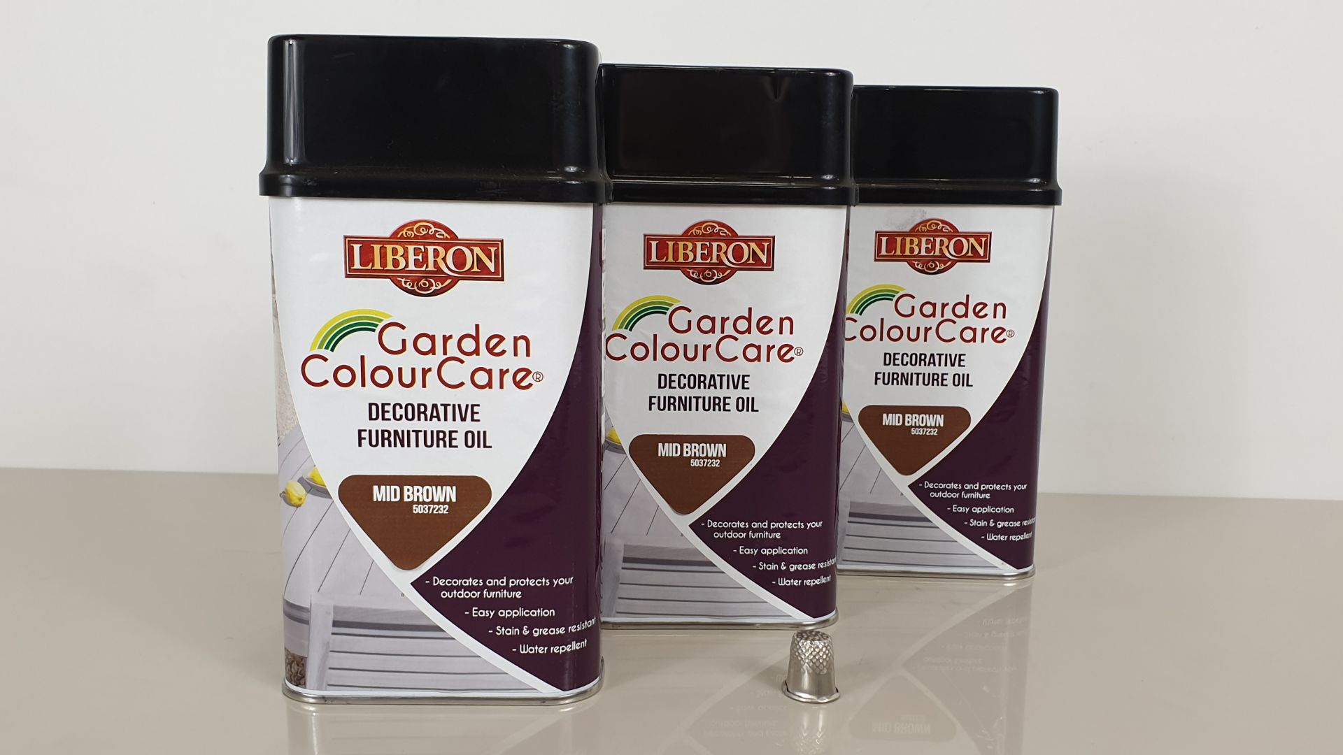 40 X LIBERON GARDEN COLOUR CARE 500ML FURNITURE OIL - MID BROWN - IN 10 SLEEVES