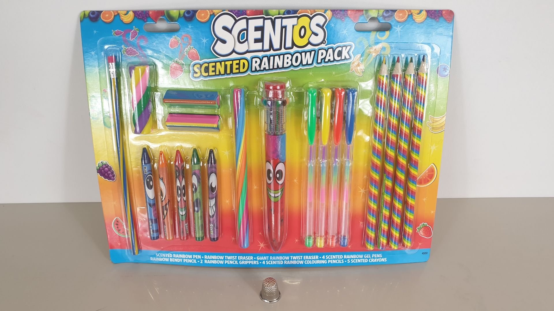 96 X BRAND NEW SCENTOS SENTED RAINBOW PACK OF PENS, PENCILS, CRAYONS AND RUBBERS ETC. ALL