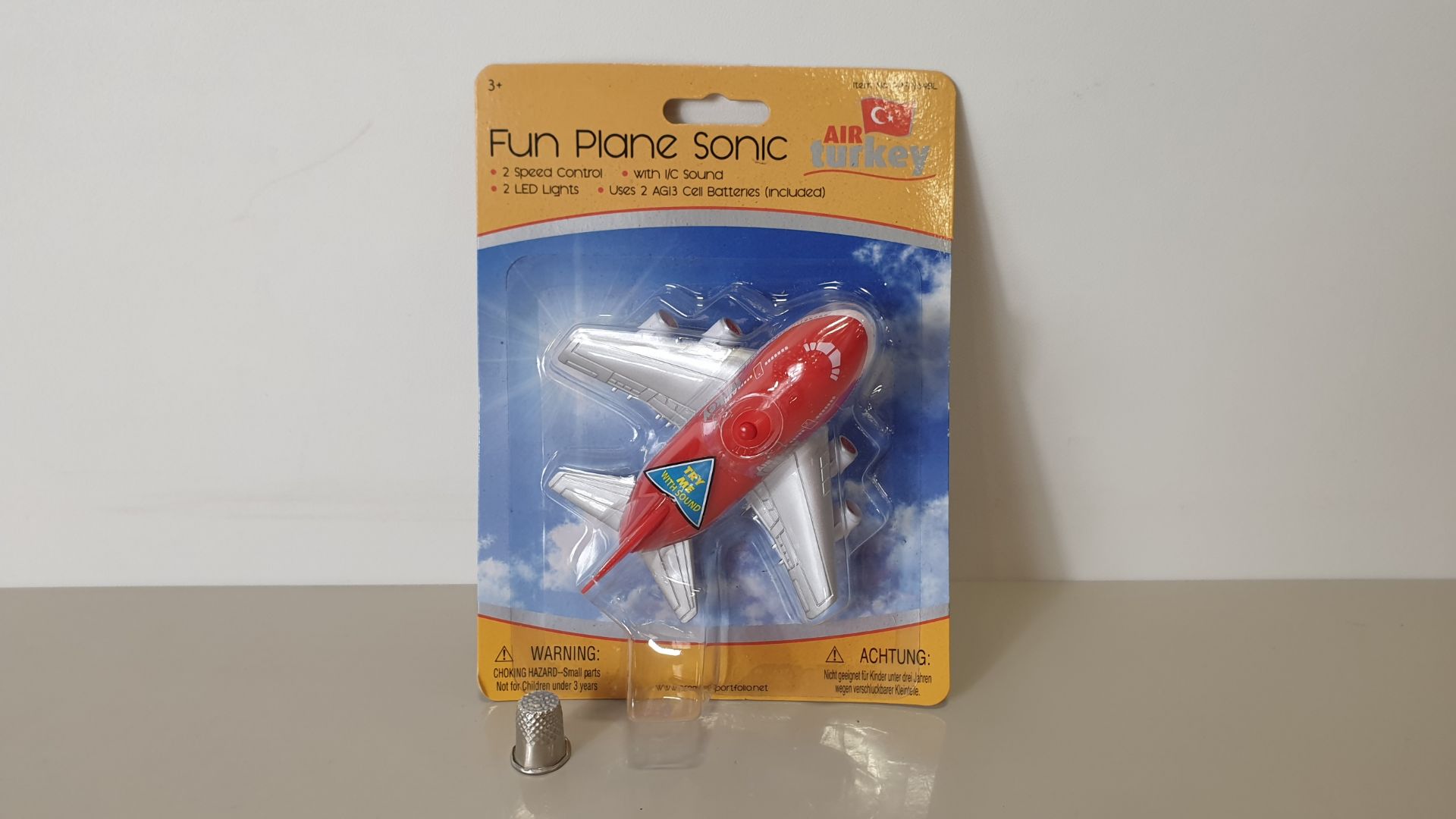96 X SONIC FUN PLANE WITH LIGHTS & SOUND - AIRTURKEY - BATTERIES INCLUDED - (PPFP164BL) - ORIG