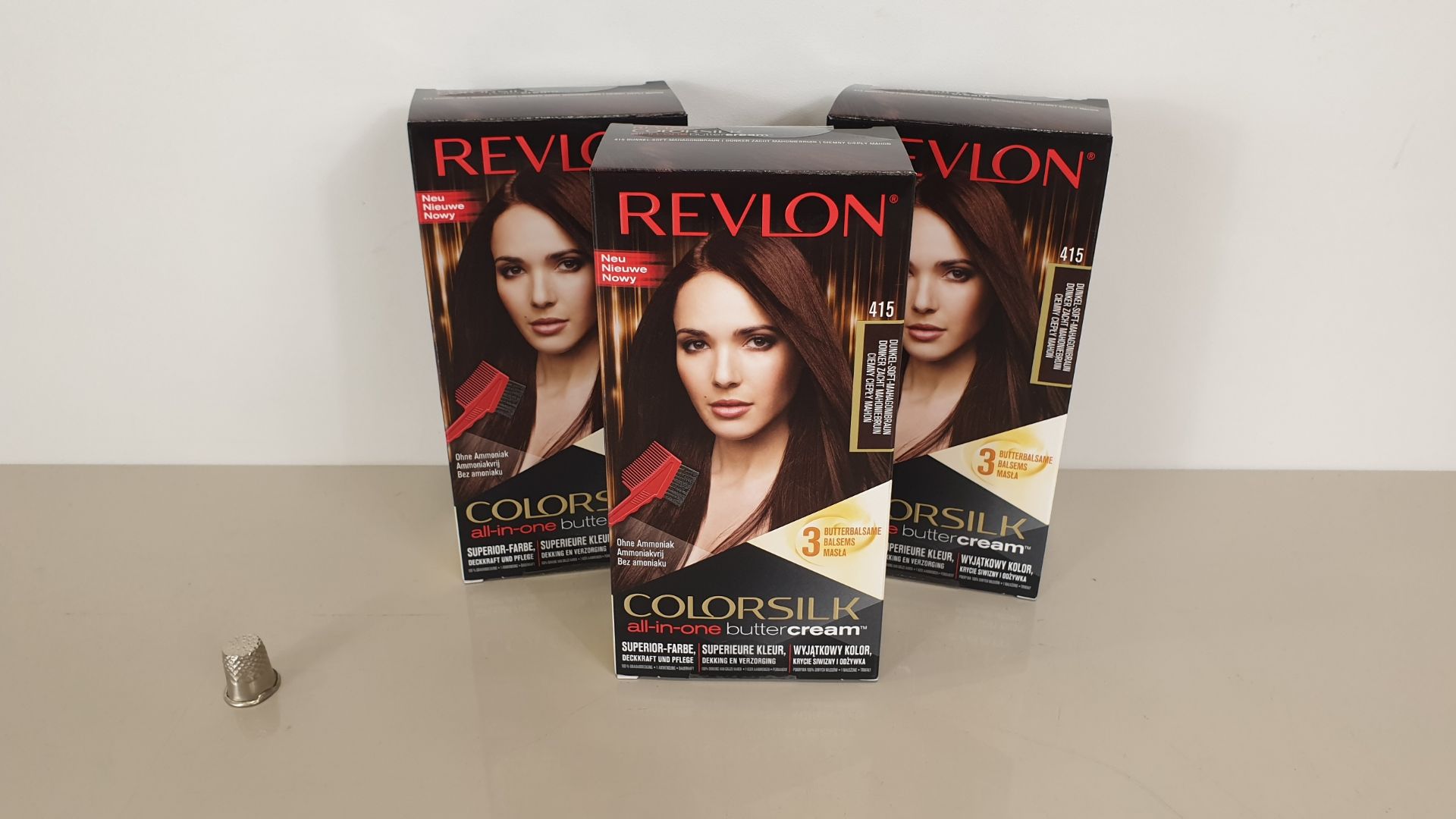 48 X BRAND NEW BOXED REVLON ( COLORSILK ALL IN ONE) MAHOGANY BROWN BUTTERCREAM - IN 4 BOXES