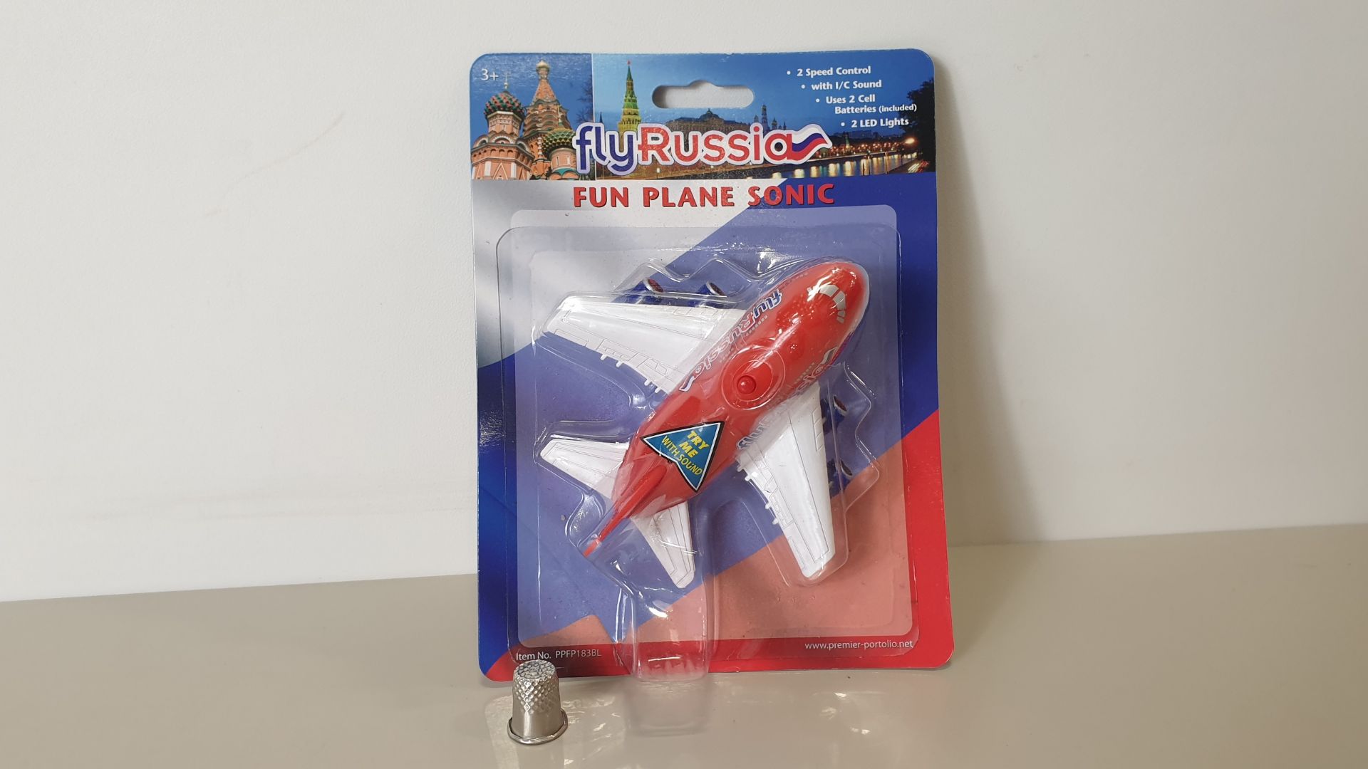96 X SONIC FUN PLANE WITH LIGHTS & SOUND - FLYRUSSIA - BATTERIES INCLUDED - (PPFP183BL) - ORIG